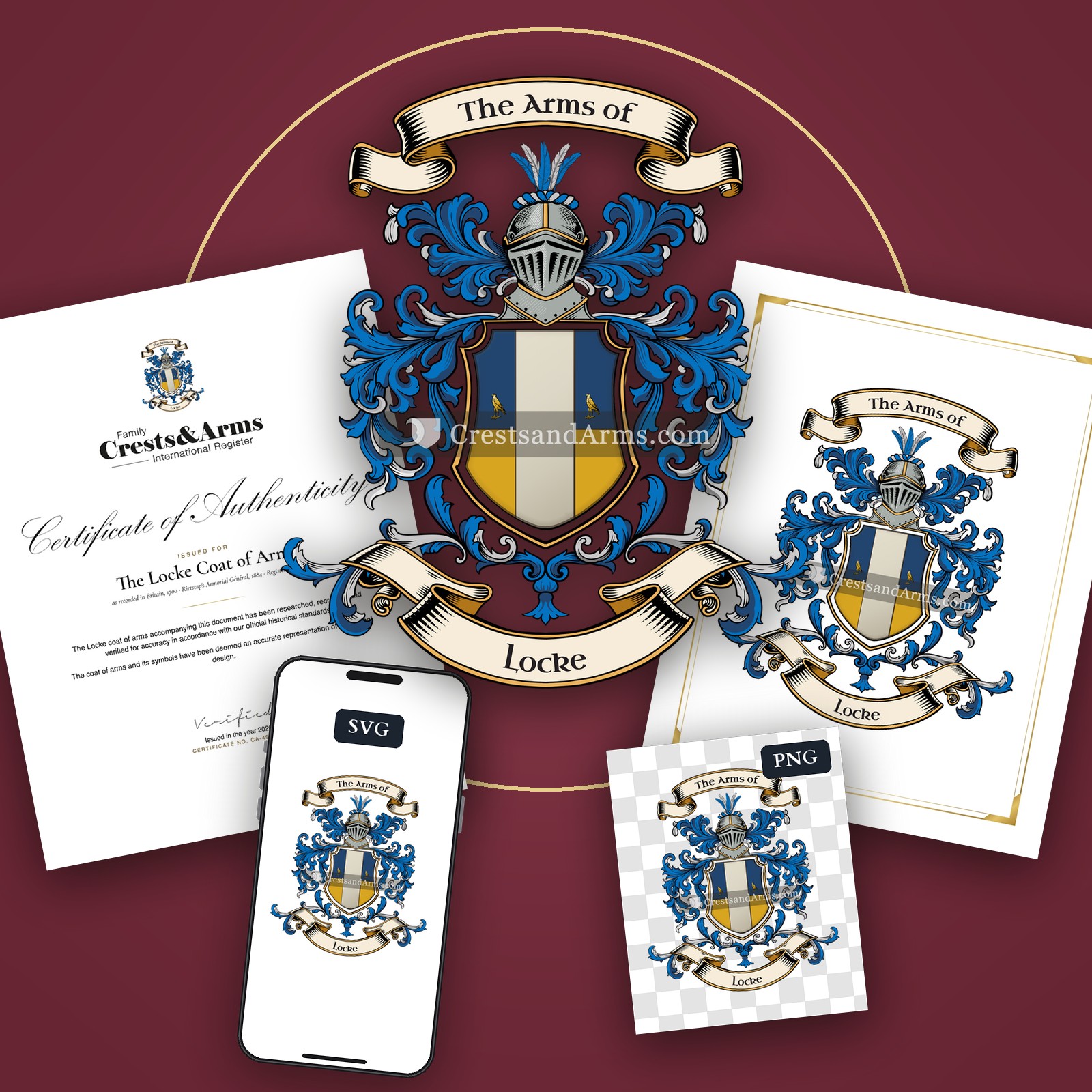 The Locke arms on the coat of arms — digital pack