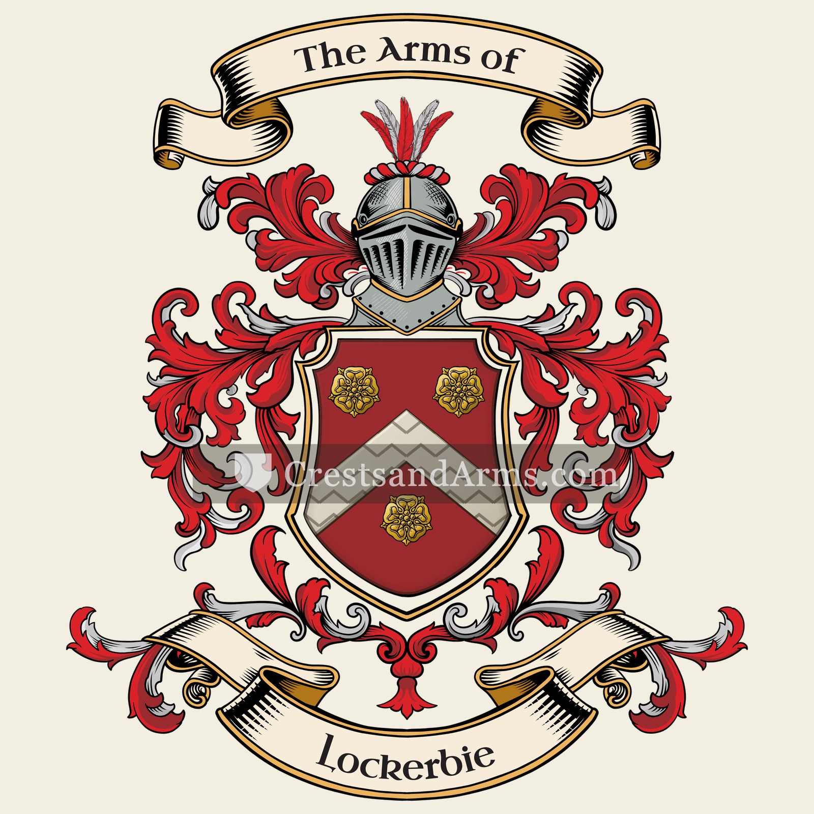The Lockerbie coat of arms, drawn from the recorded blazon