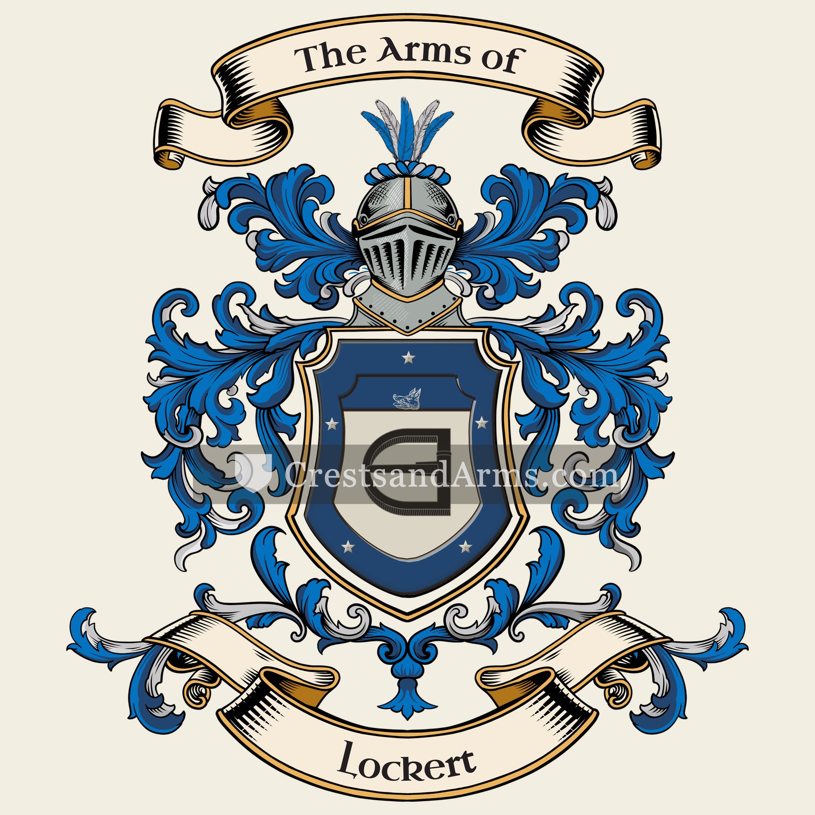 The Lockert coat of arms, drawn from the recorded blazon