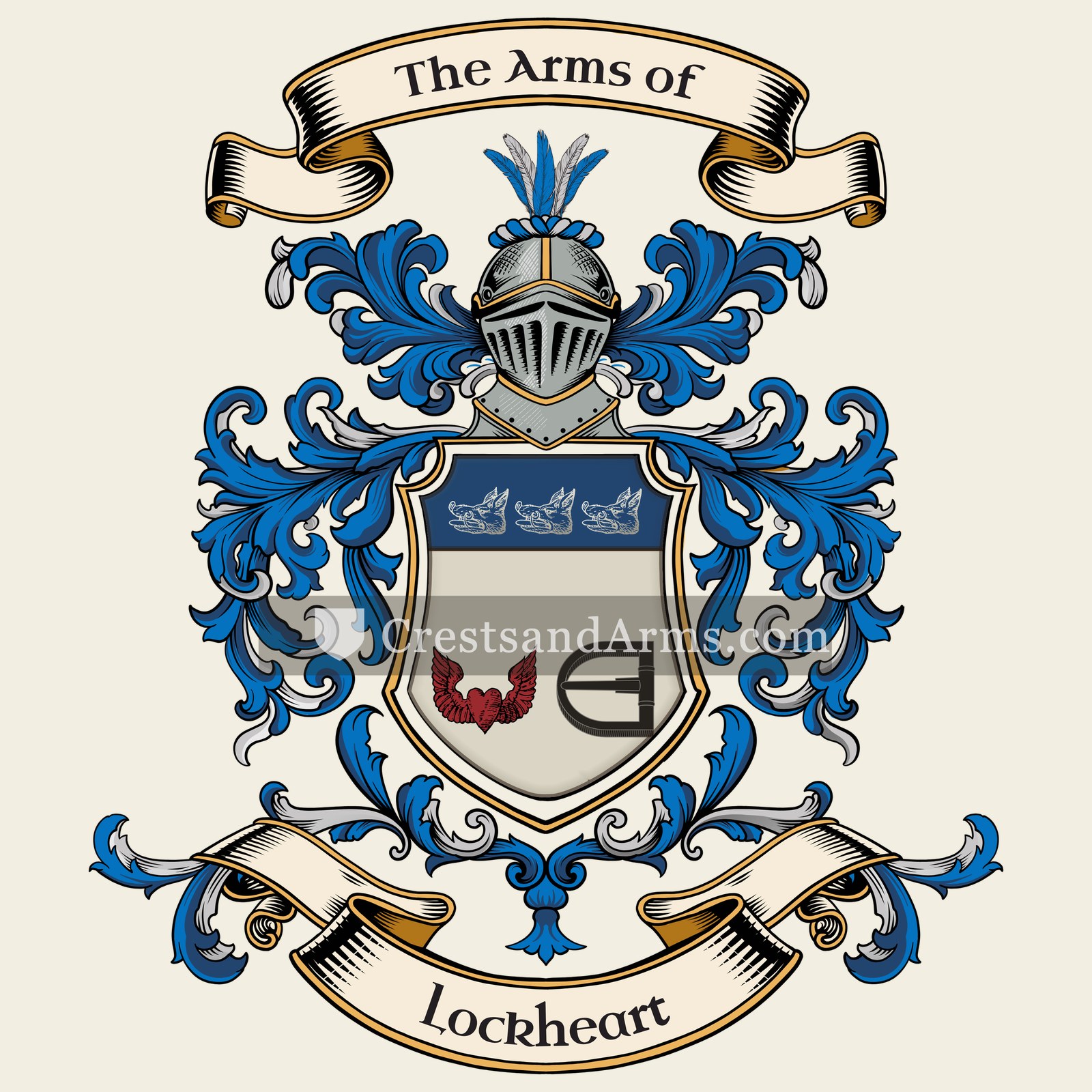 The Lockheart coat of arms, drawn from the recorded blazon