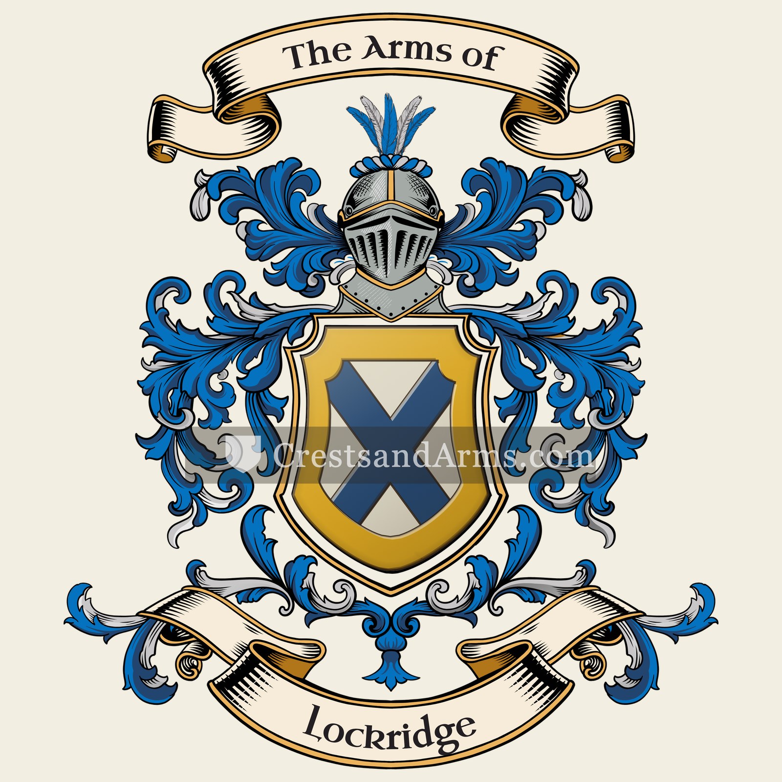 The Lockridge coat of arms, drawn from the recorded blazon