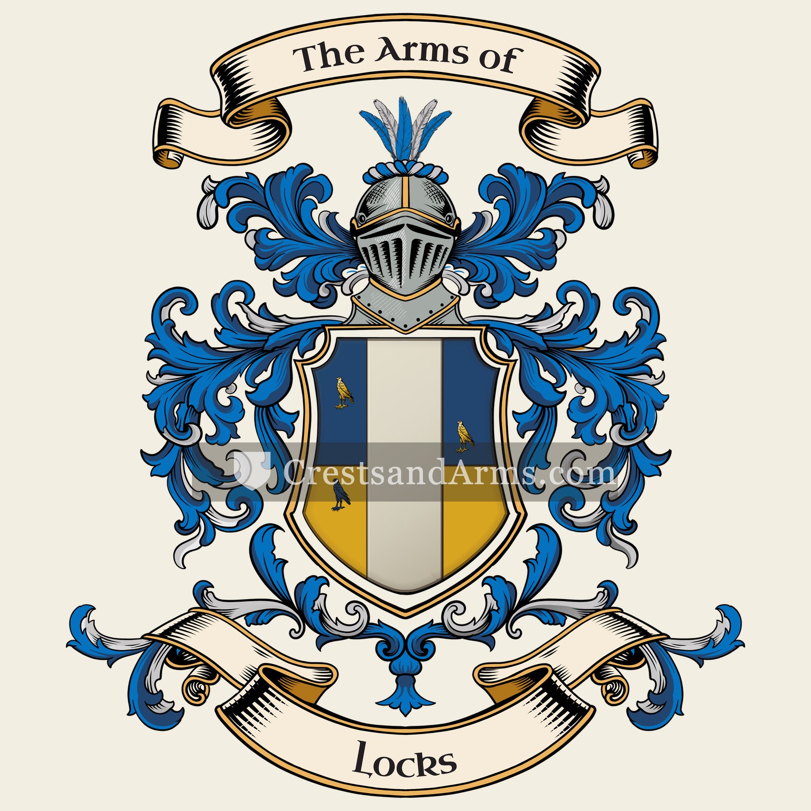 The Locks coat of arms, drawn from the recorded blazon