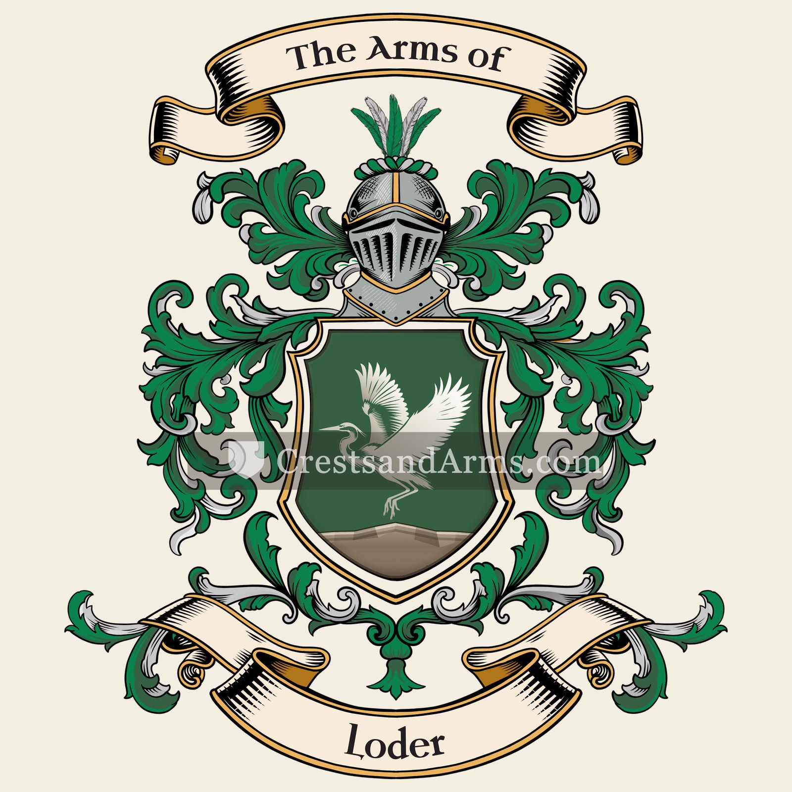 The Loder coat of arms, drawn from the recorded blazon