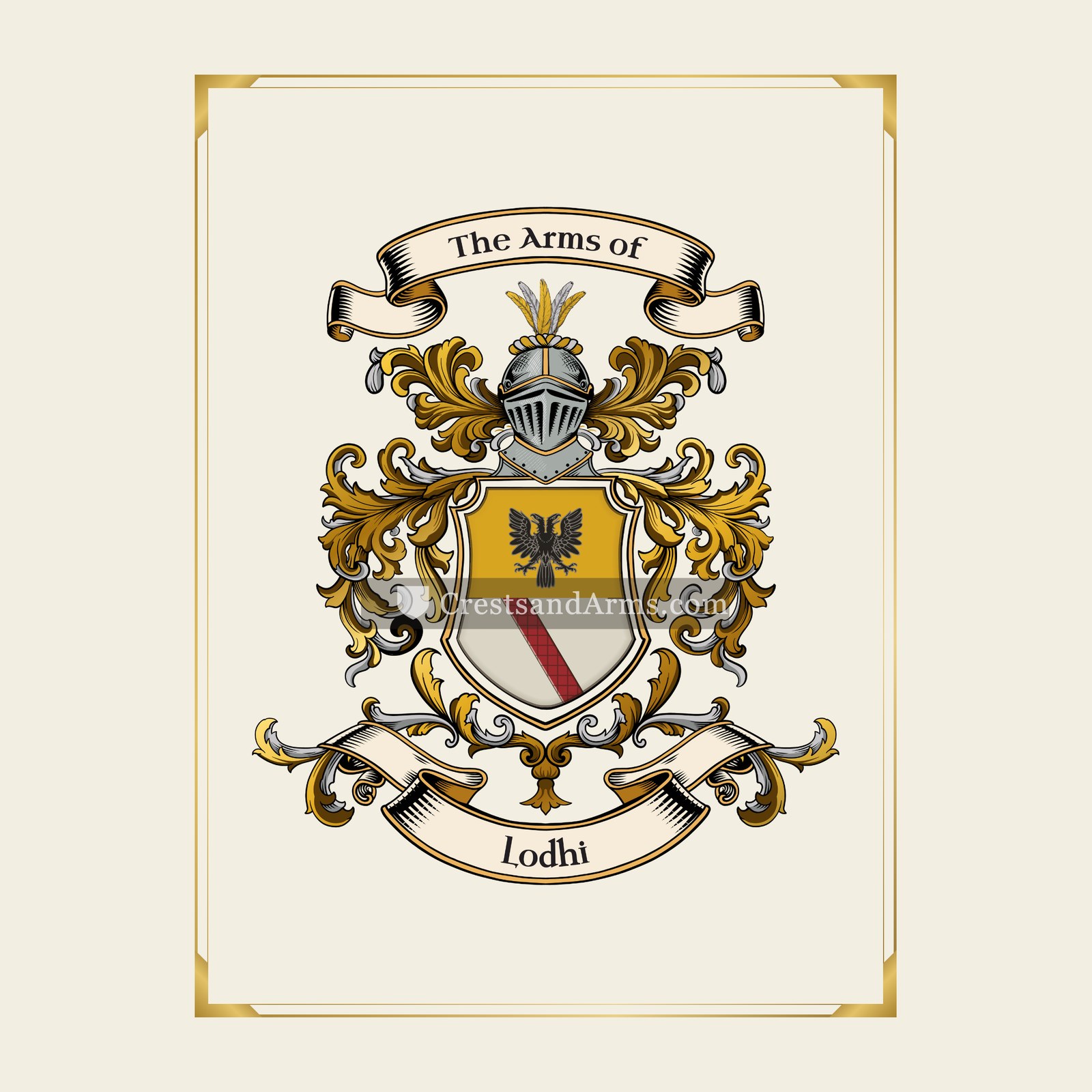 With gold border