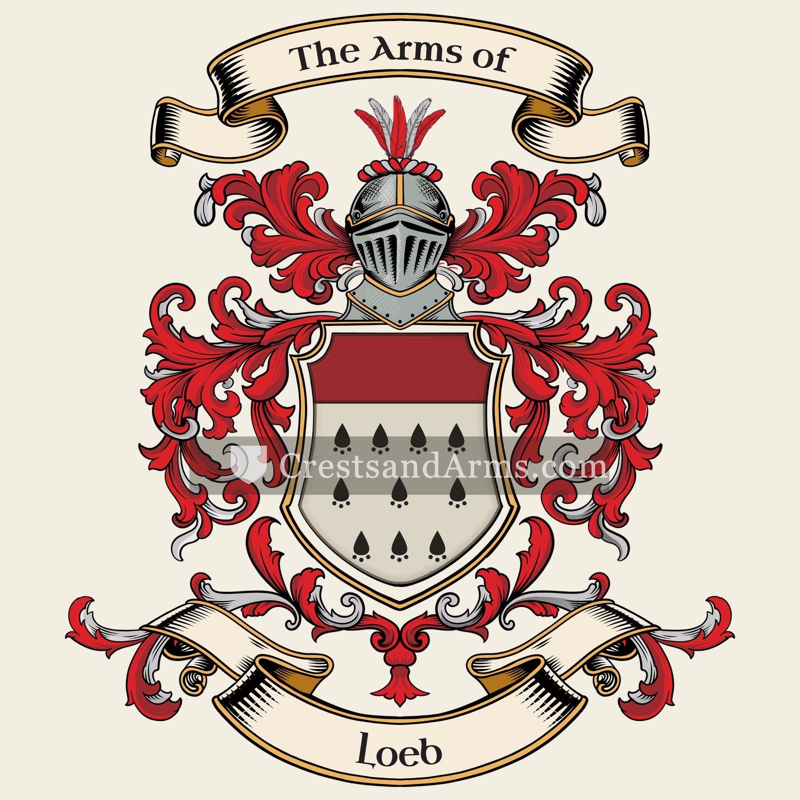 The Loeb coat of arms, drawn from the recorded blazon
