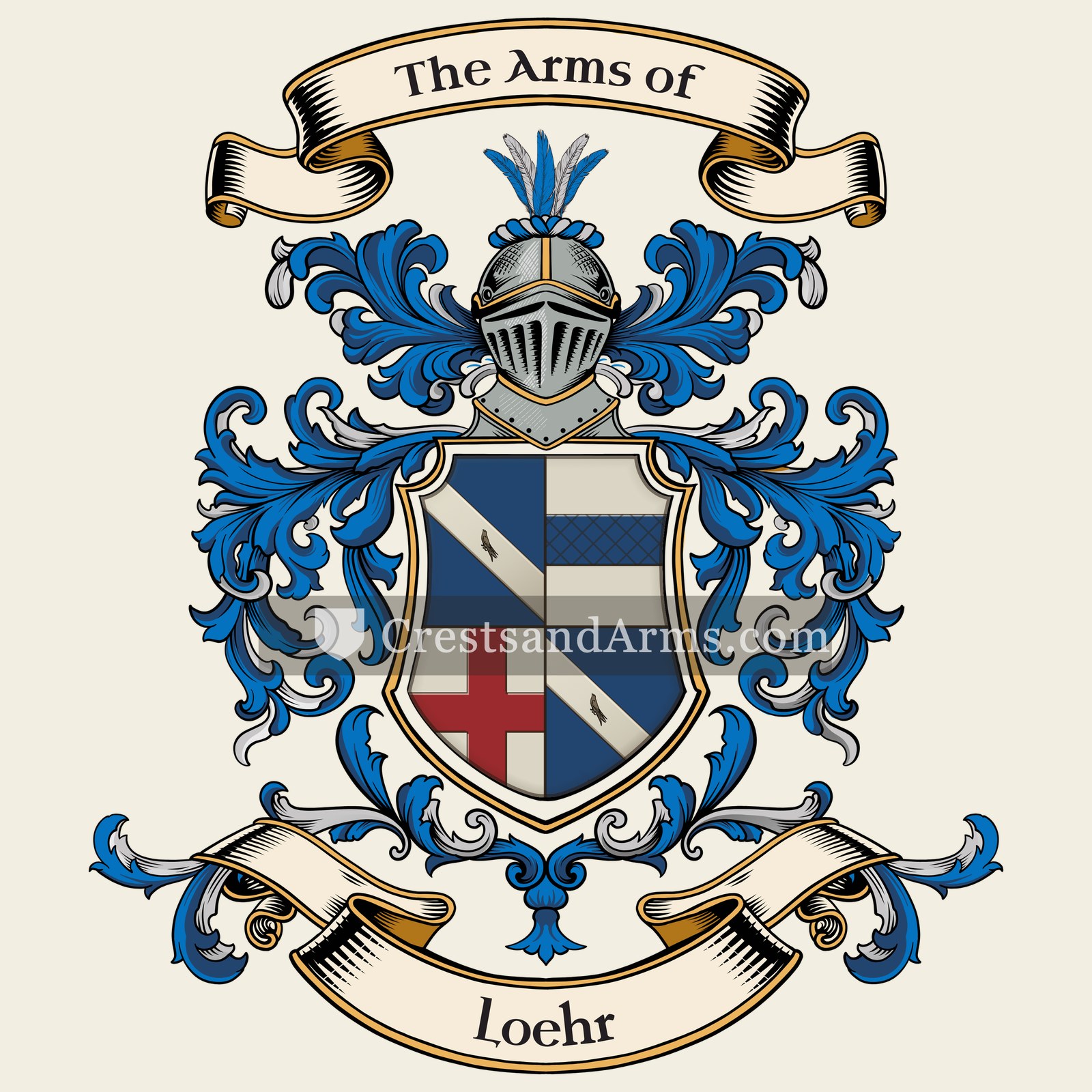 The Loehr coat of arms, drawn from the recorded blazon