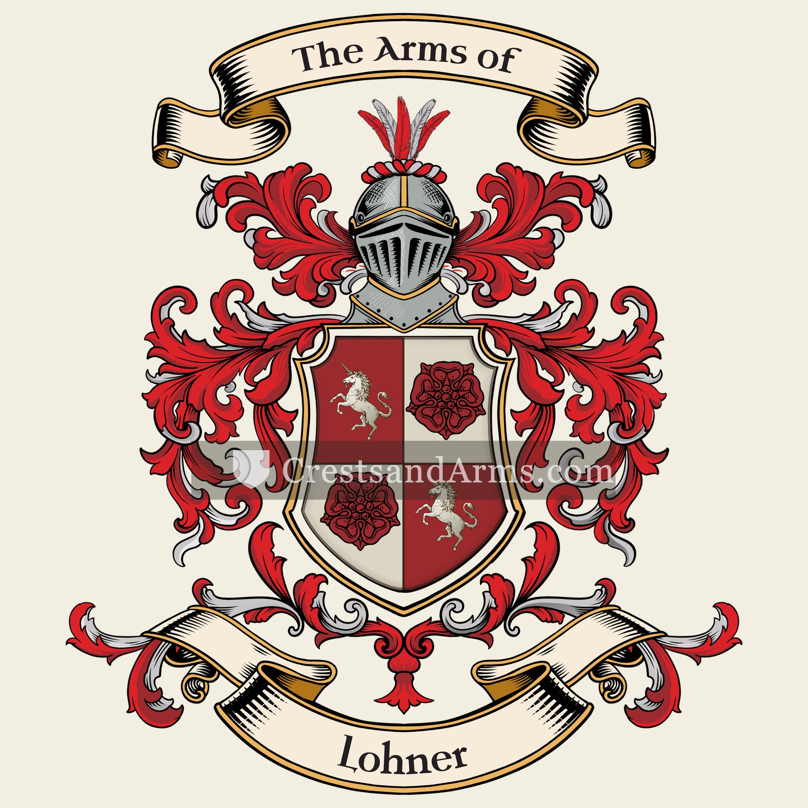 The Lohner coat of arms, drawn from the recorded blazon