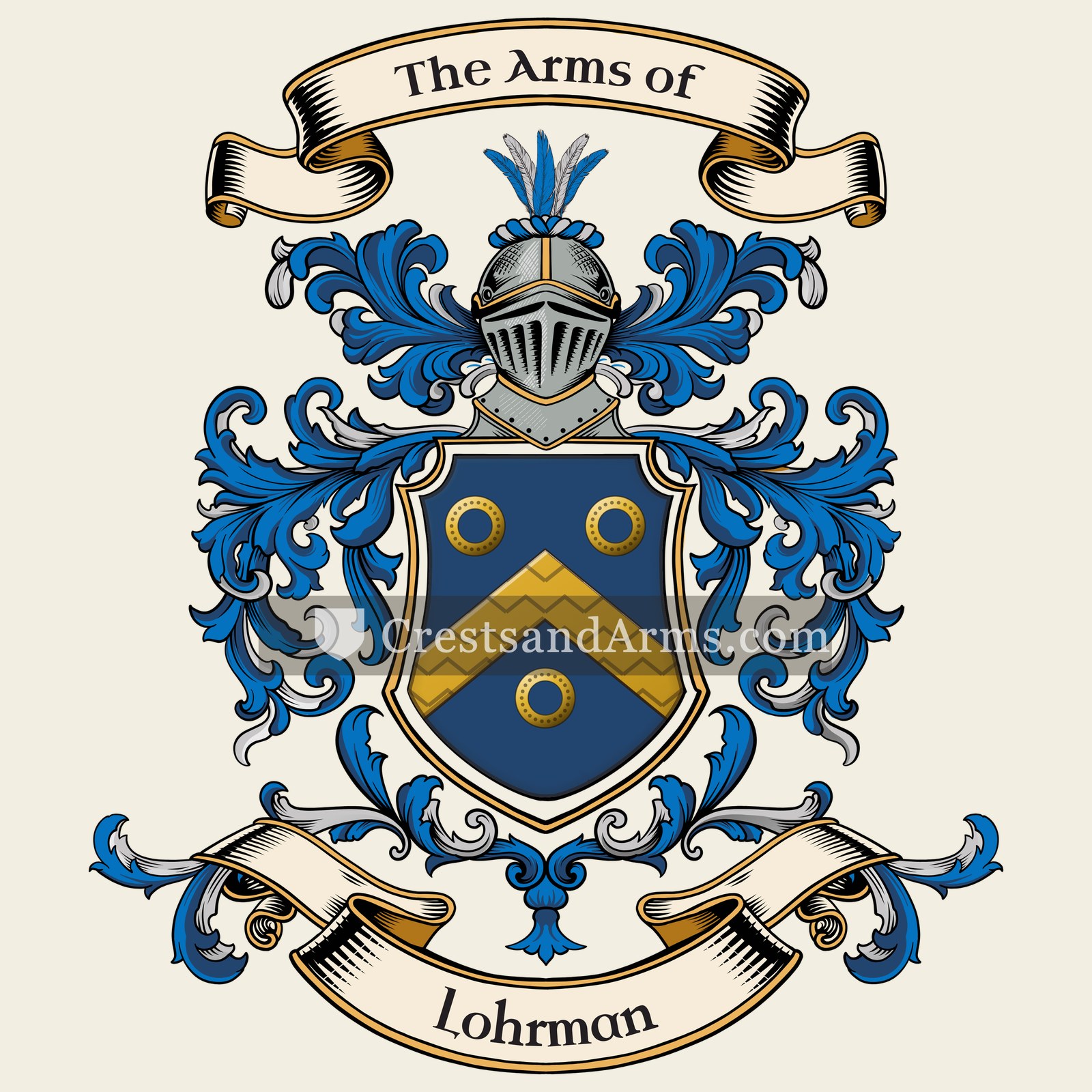 The Lohrman coat of arms, drawn from the recorded blazon