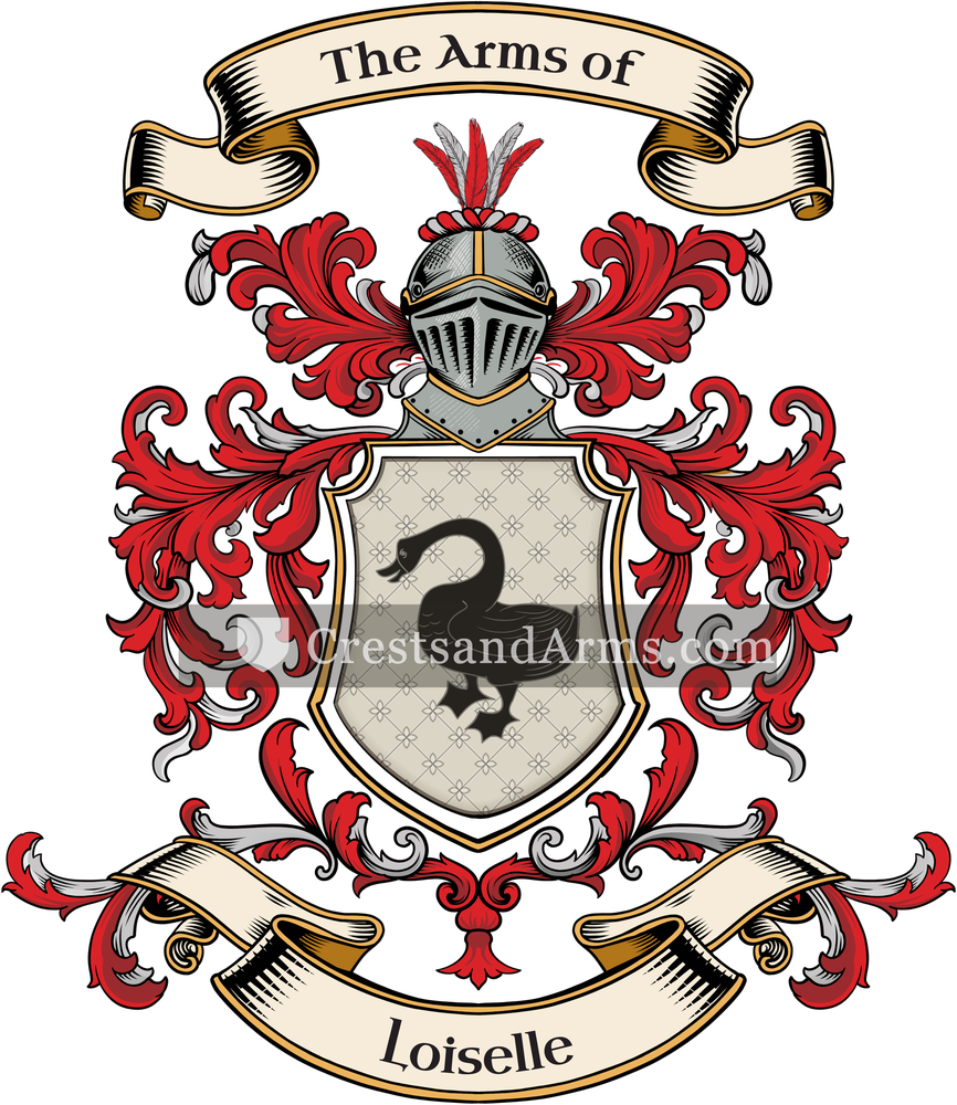 The Loiselle coat of arms, drawn from the recorded blazon