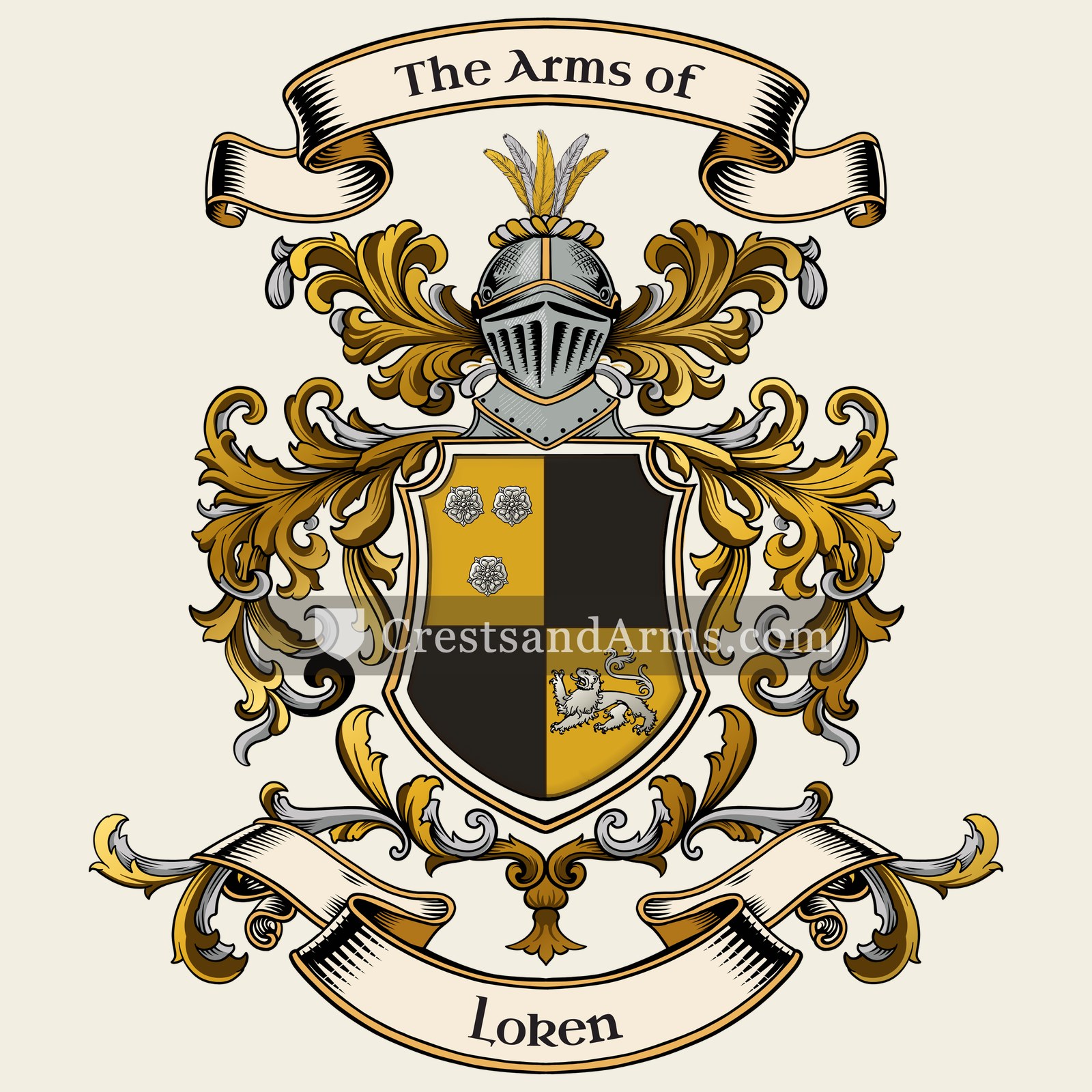 The Loken coat of arms, drawn from the recorded blazon