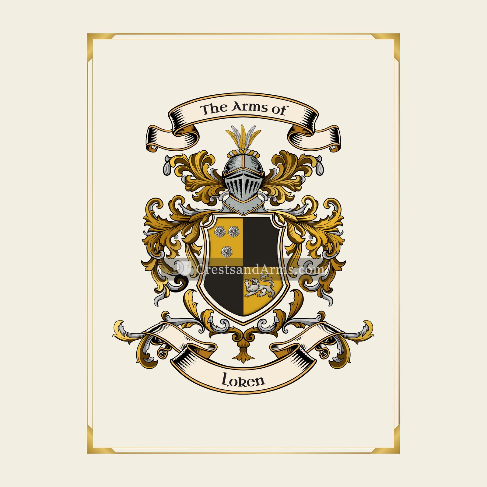 With gold border