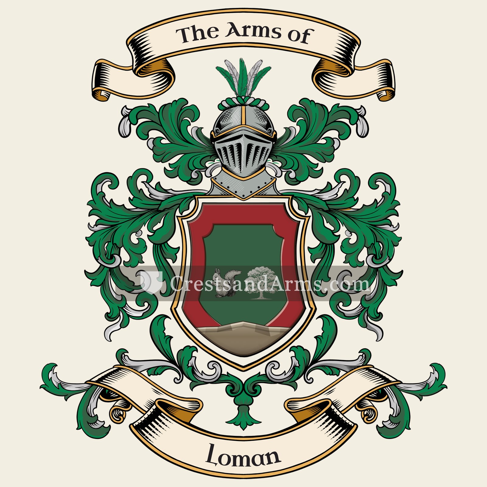 The Loman coat of arms, drawn from the recorded blazon