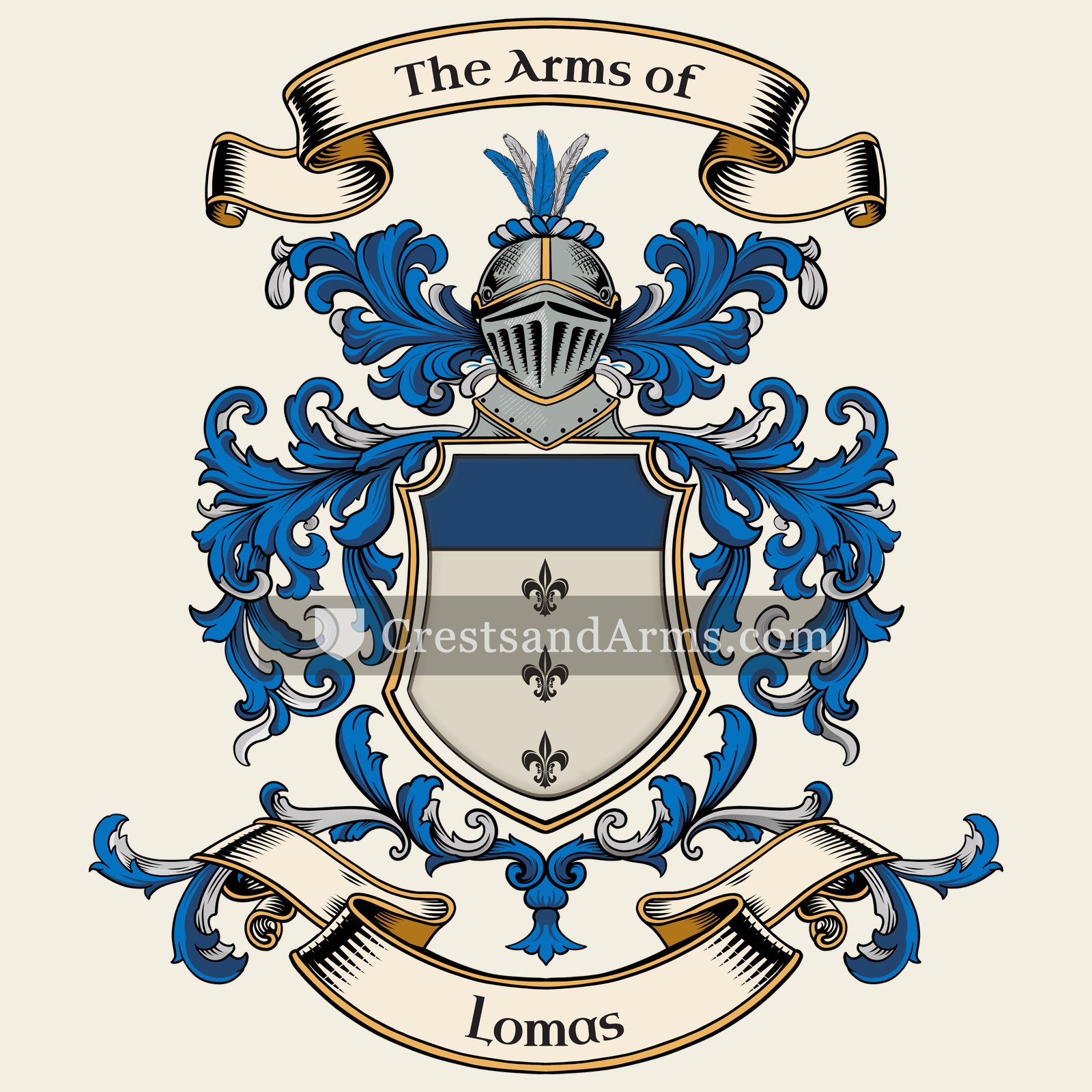 The Lomas coat of arms, drawn from the recorded blazon