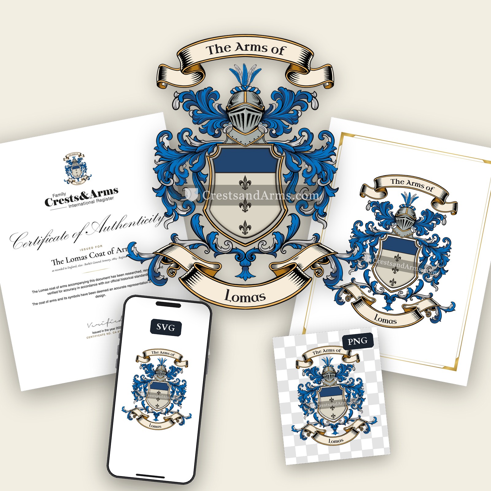 The Lomas arms on the coat of arms — digital pack