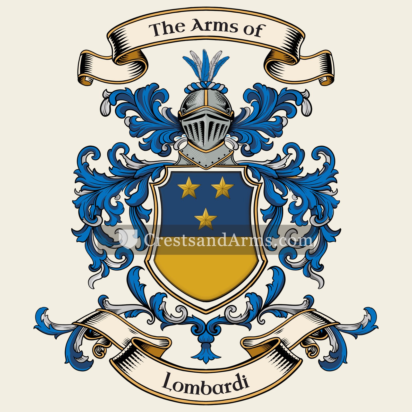 The Lombardi coat of arms, drawn from the recorded blazon