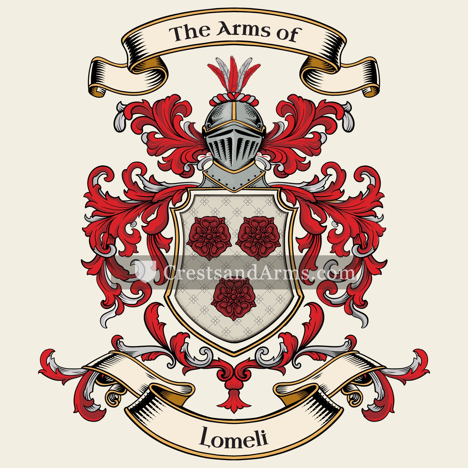 The Lomeli coat of arms, drawn from the recorded blazon