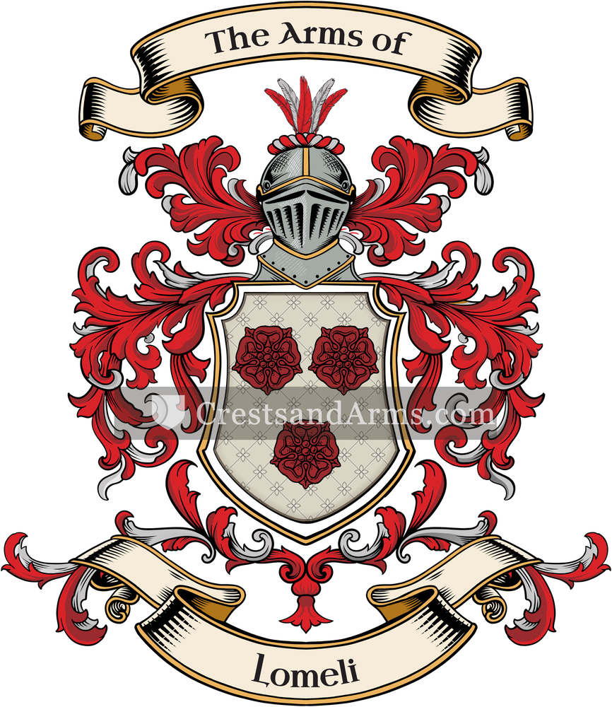 The Lomeli coat of arms, drawn from the recorded blazon