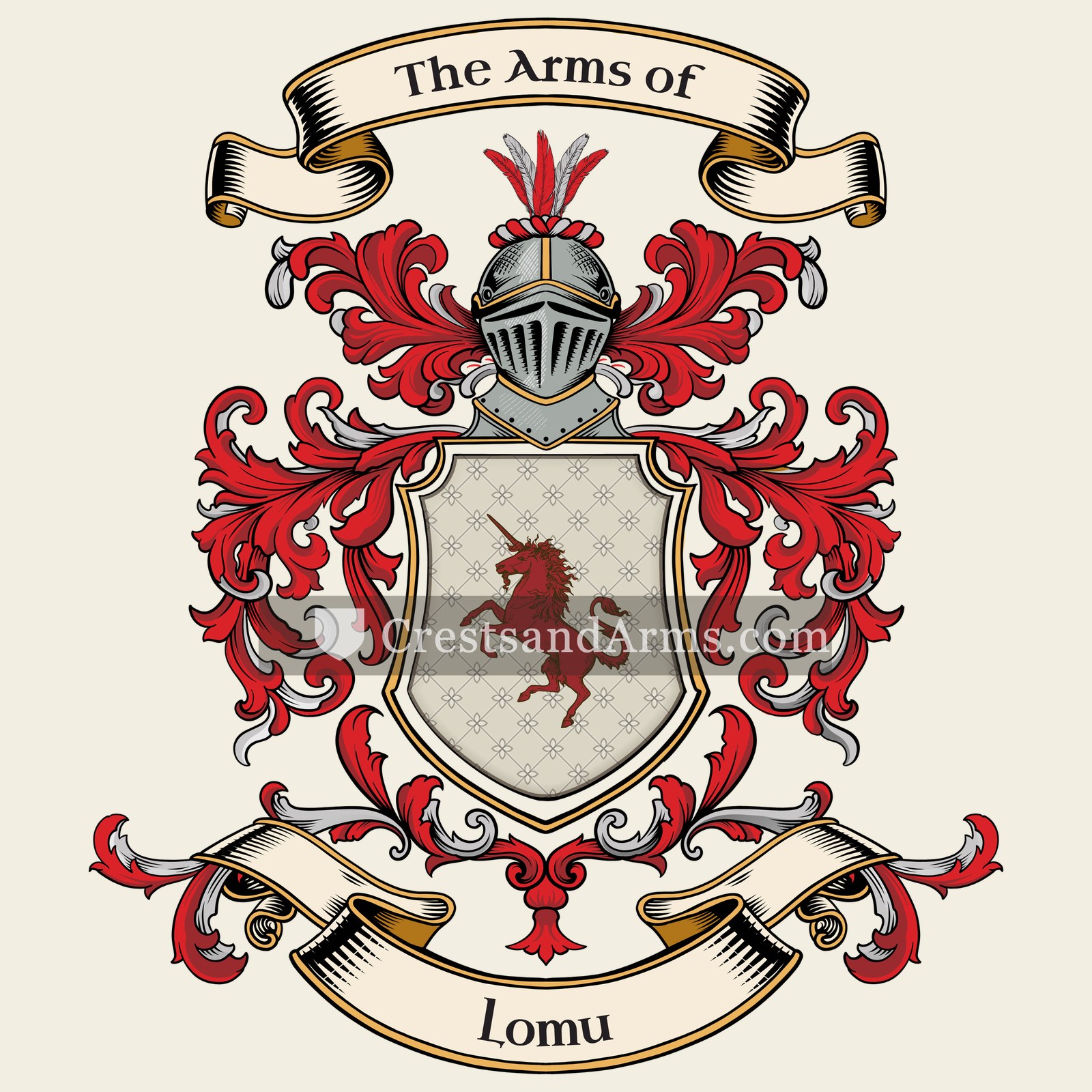 The Lomu coat of arms, drawn from the recorded blazon