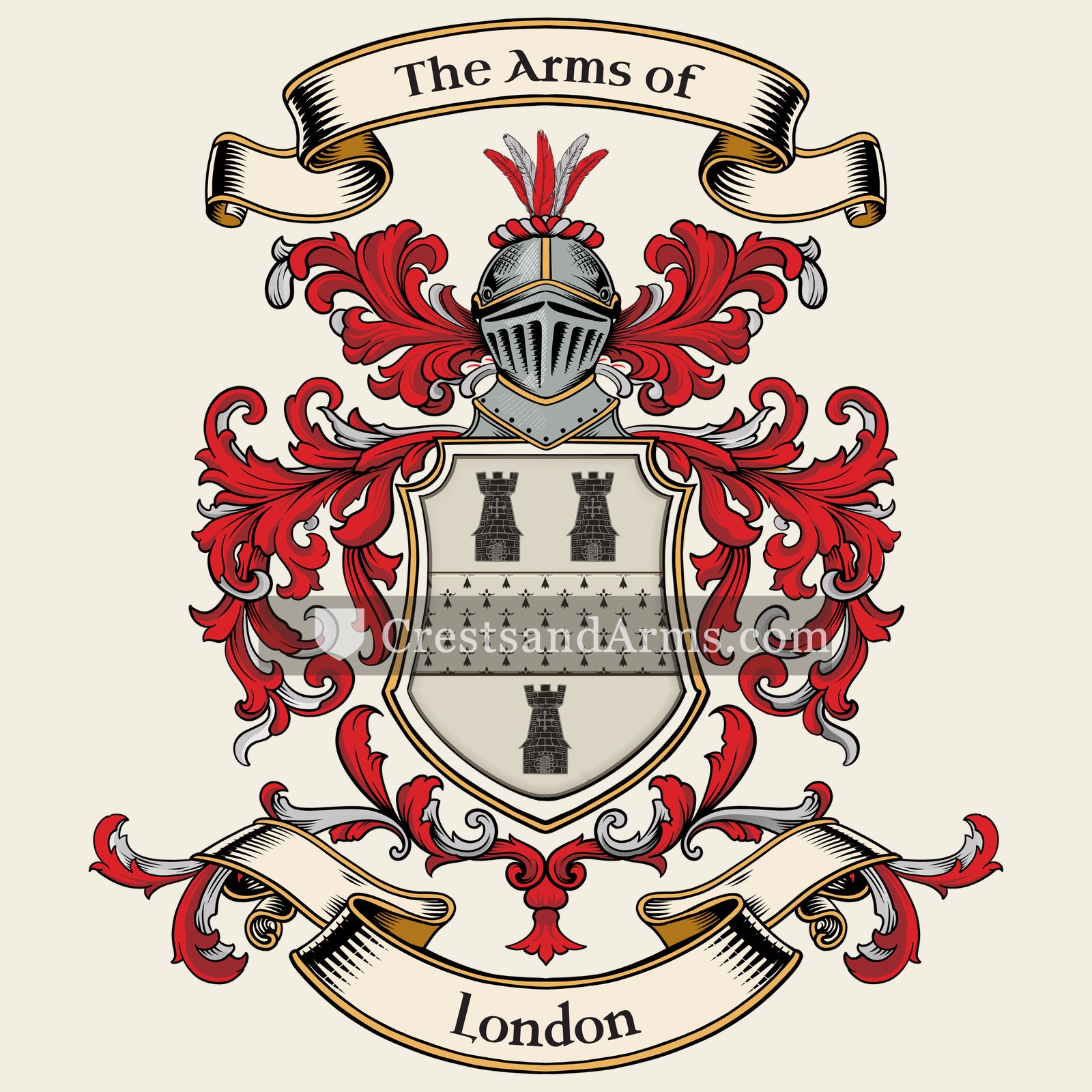 The London coat of arms, drawn from the recorded blazon