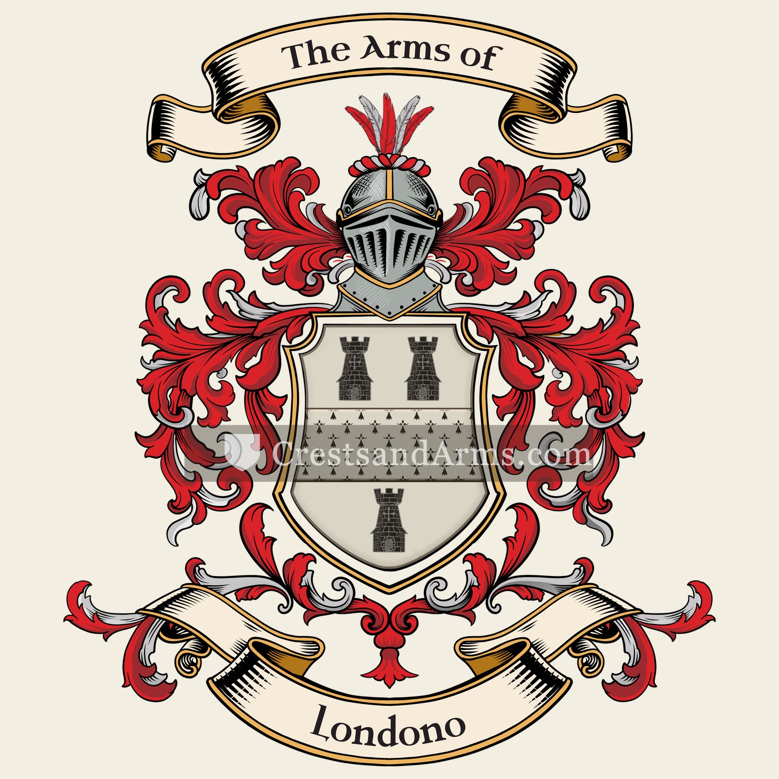 The Londono coat of arms, drawn from the recorded blazon