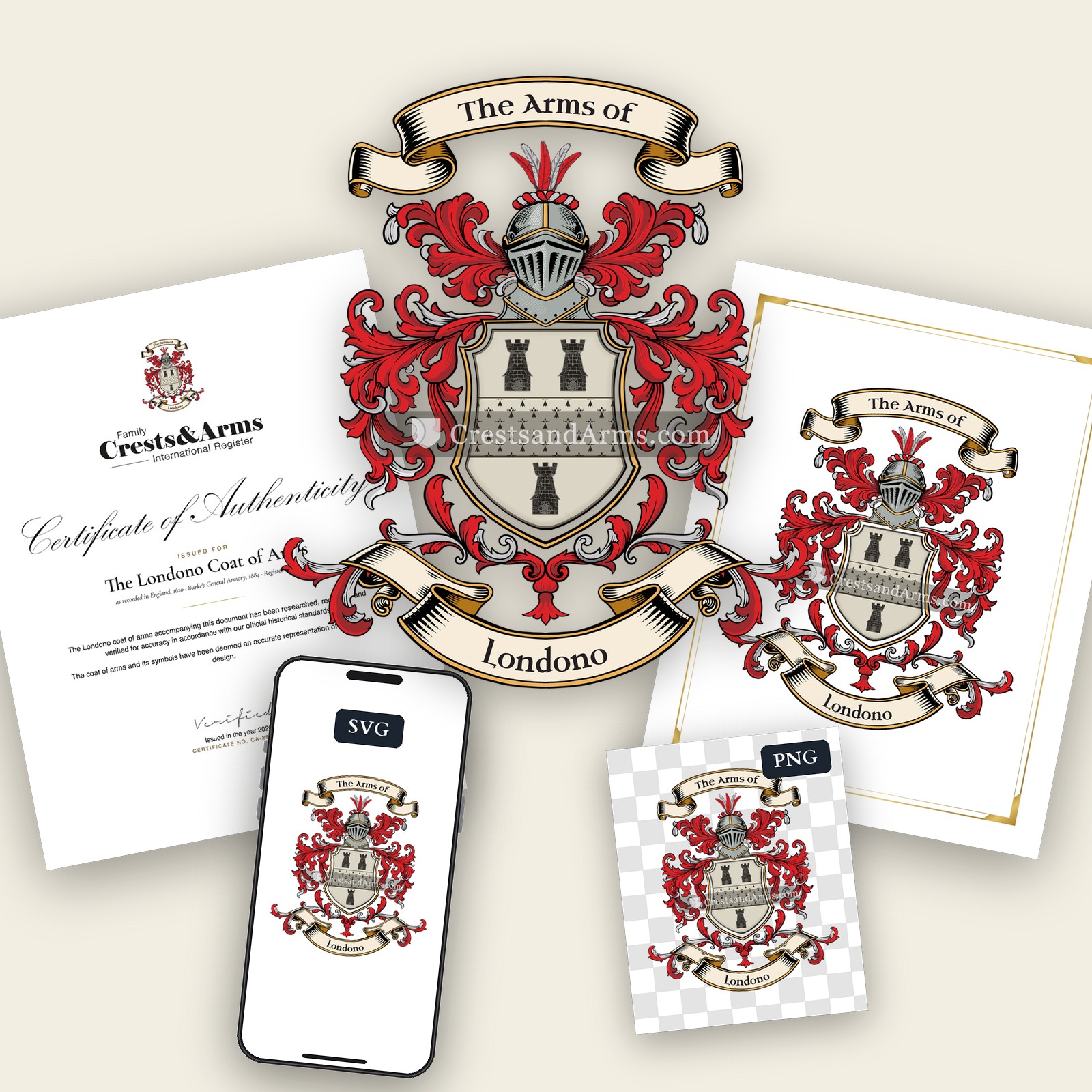 The Londono arms on the coat of arms — digital pack