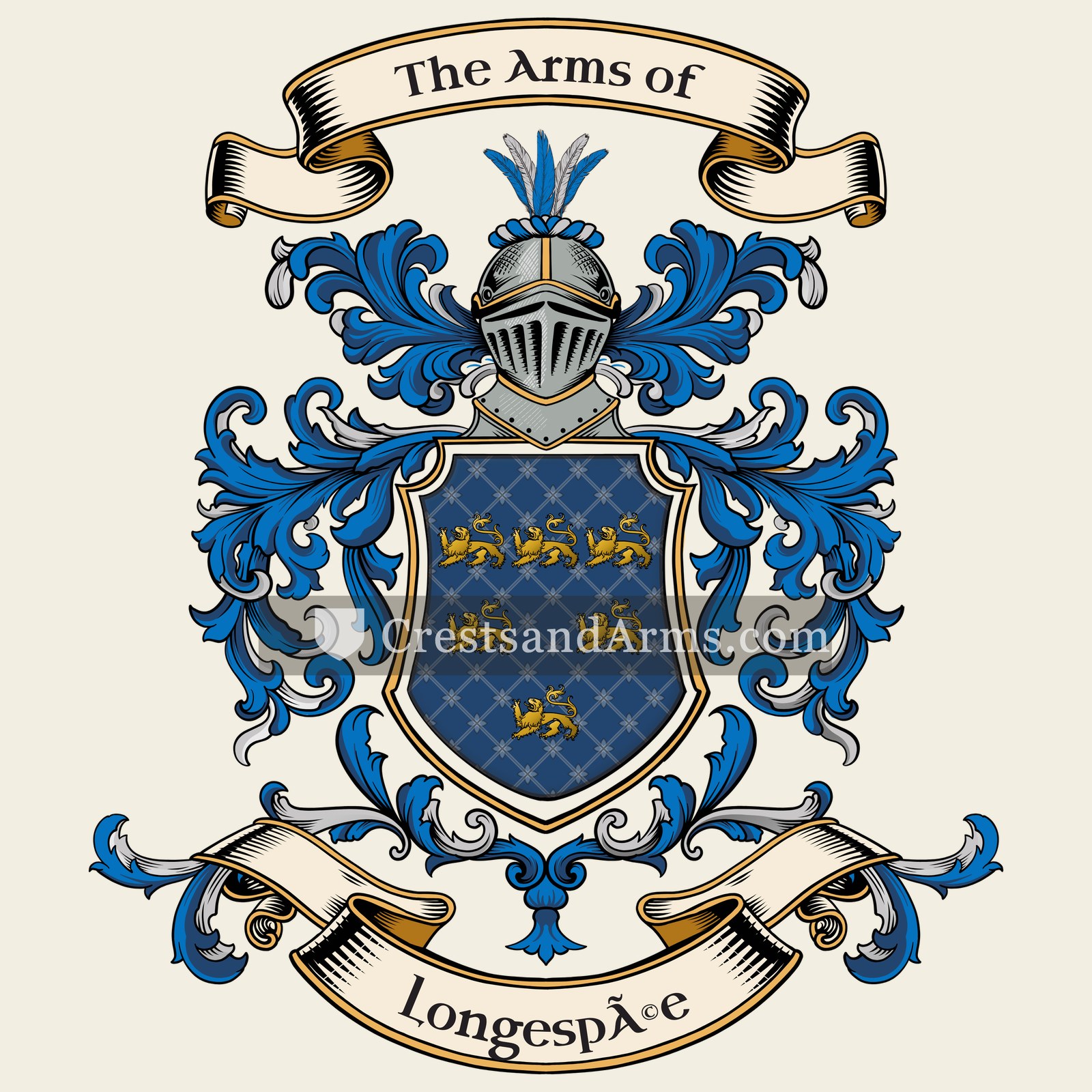 The Longespée coat of arms, drawn from the recorded blazon