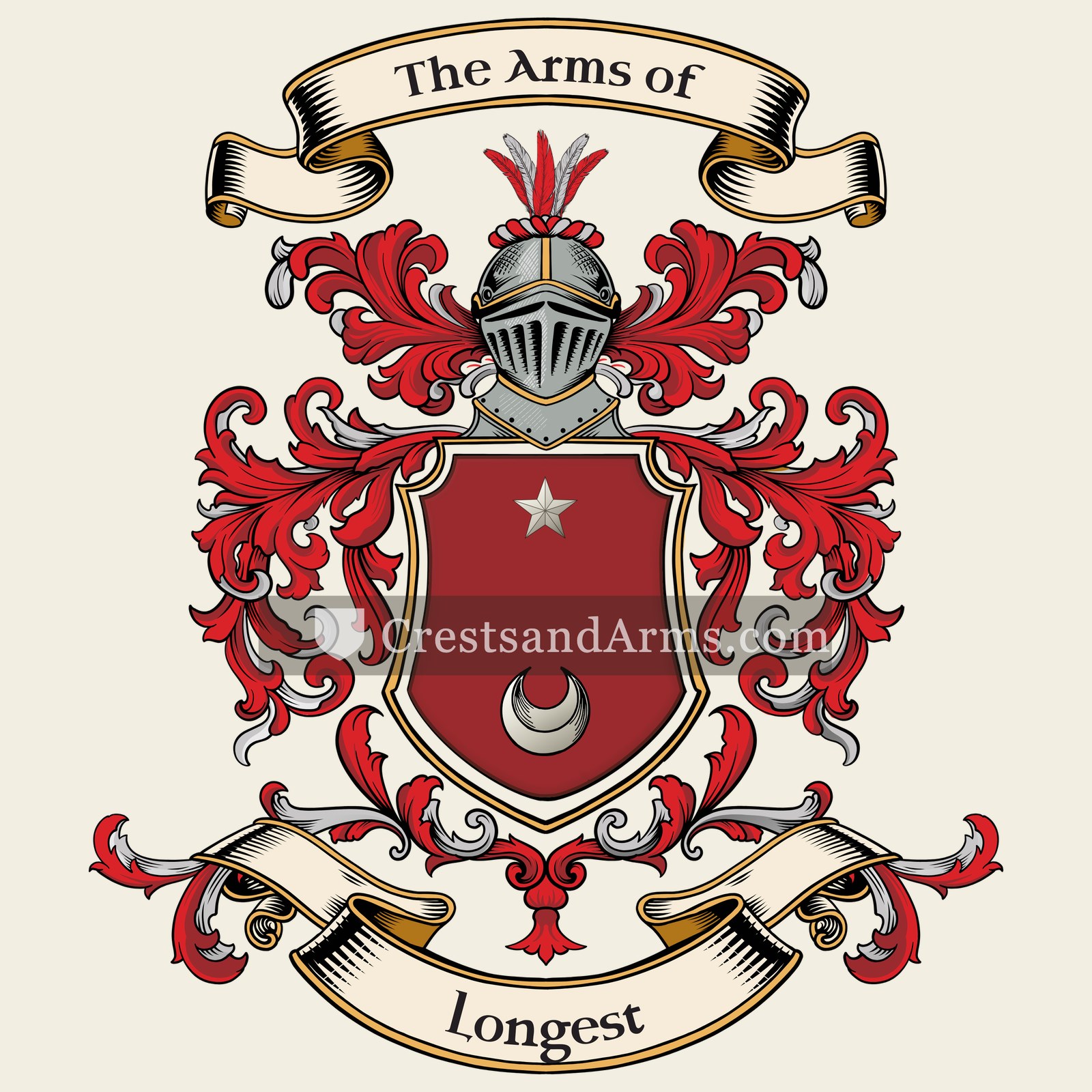 The Longest coat of arms, drawn from the recorded blazon