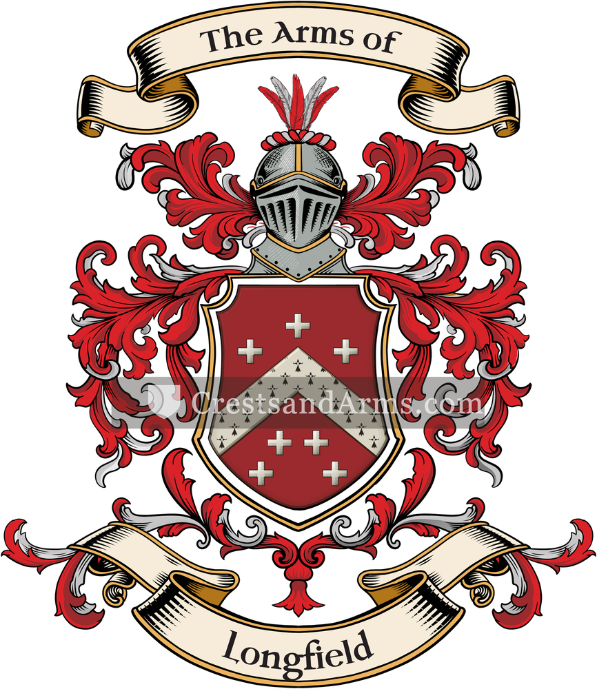 The Longfield coat of arms, drawn from the recorded blazon