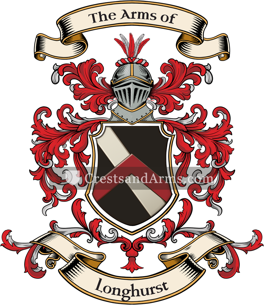 The Longhurst coat of arms, drawn from the recorded blazon