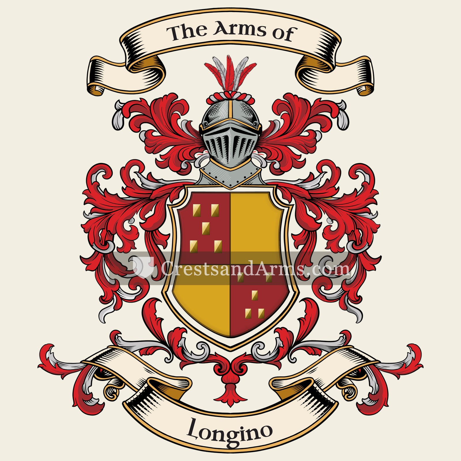 The Longino coat of arms, drawn from the recorded blazon