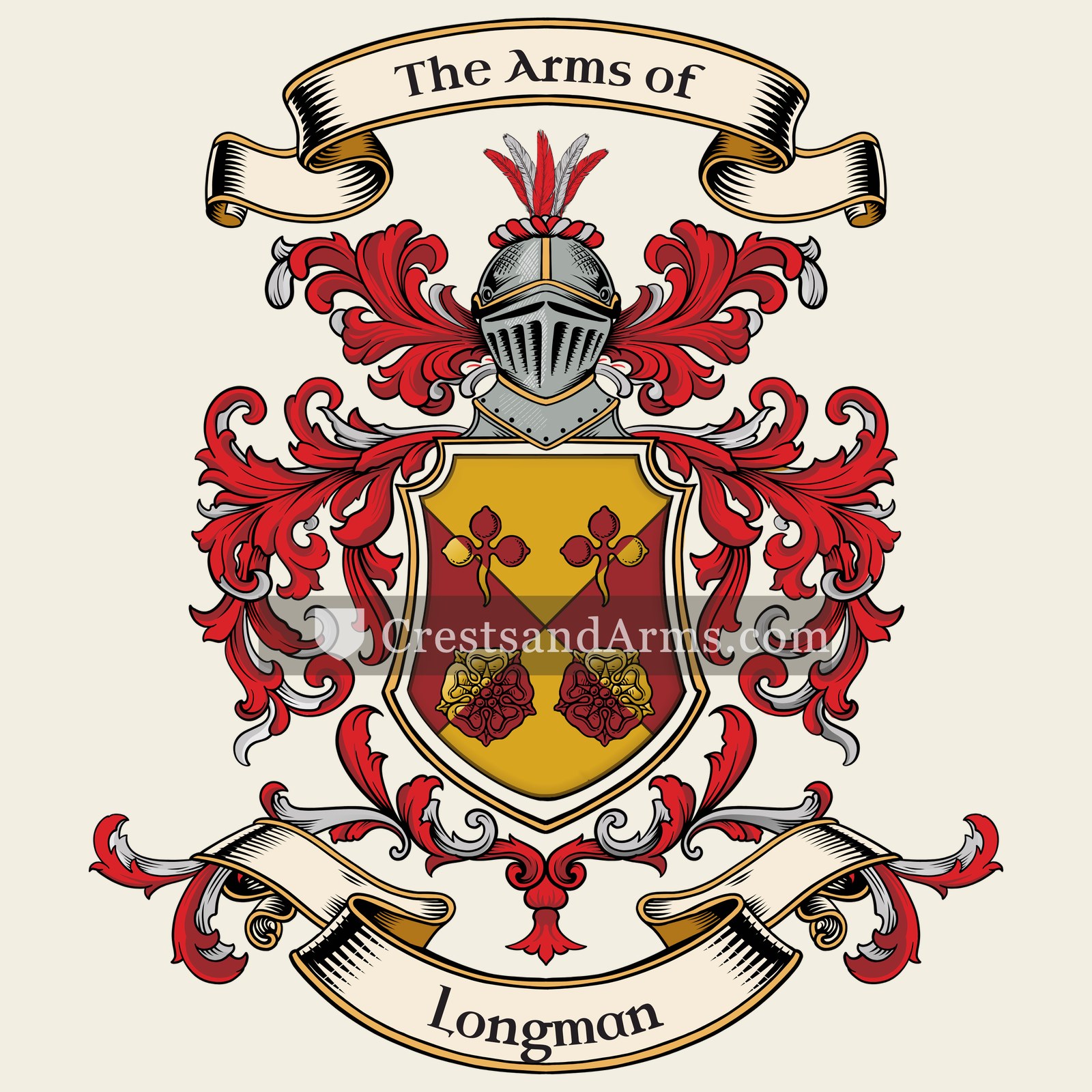 The Longman coat of arms, drawn from the recorded blazon