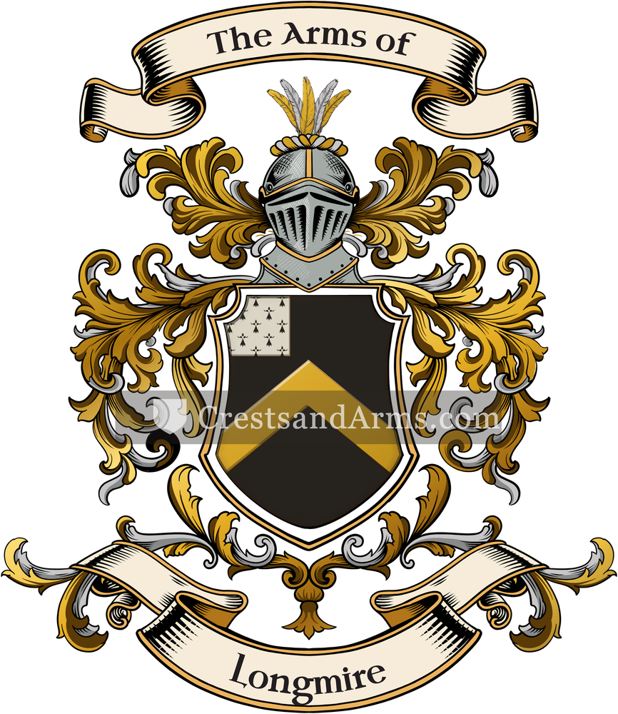 The Longmire coat of arms, drawn from the recorded blazon