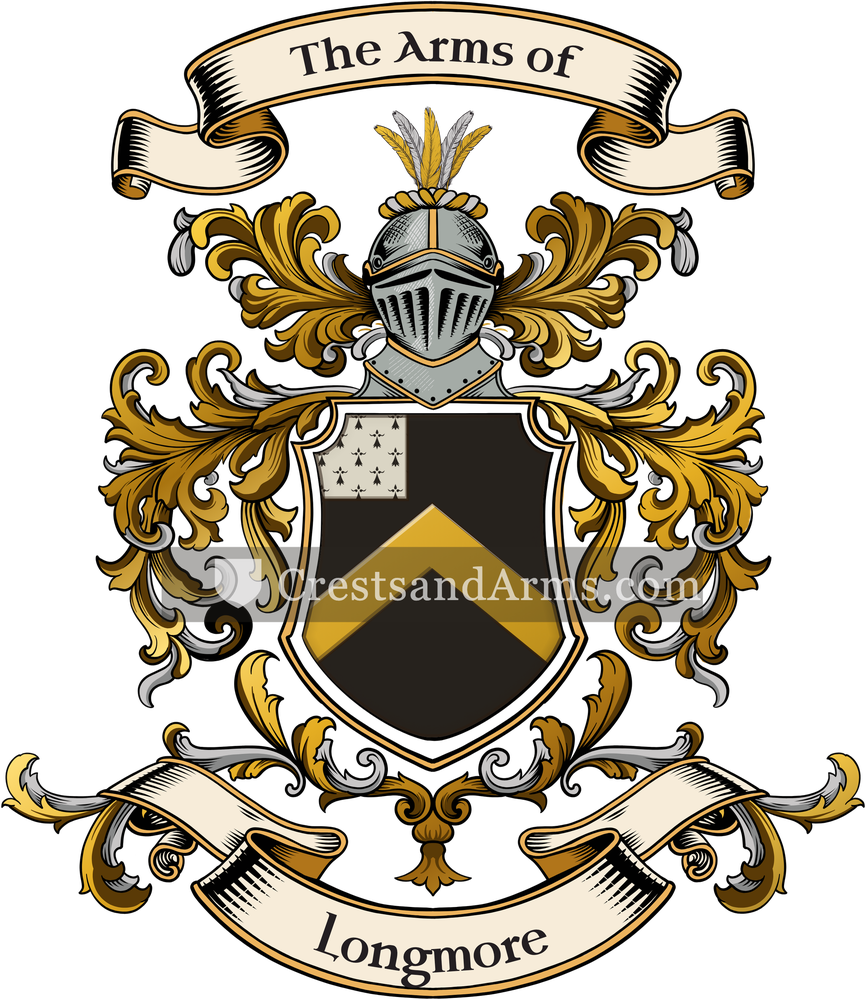 The Longmore coat of arms, drawn from the recorded blazon
