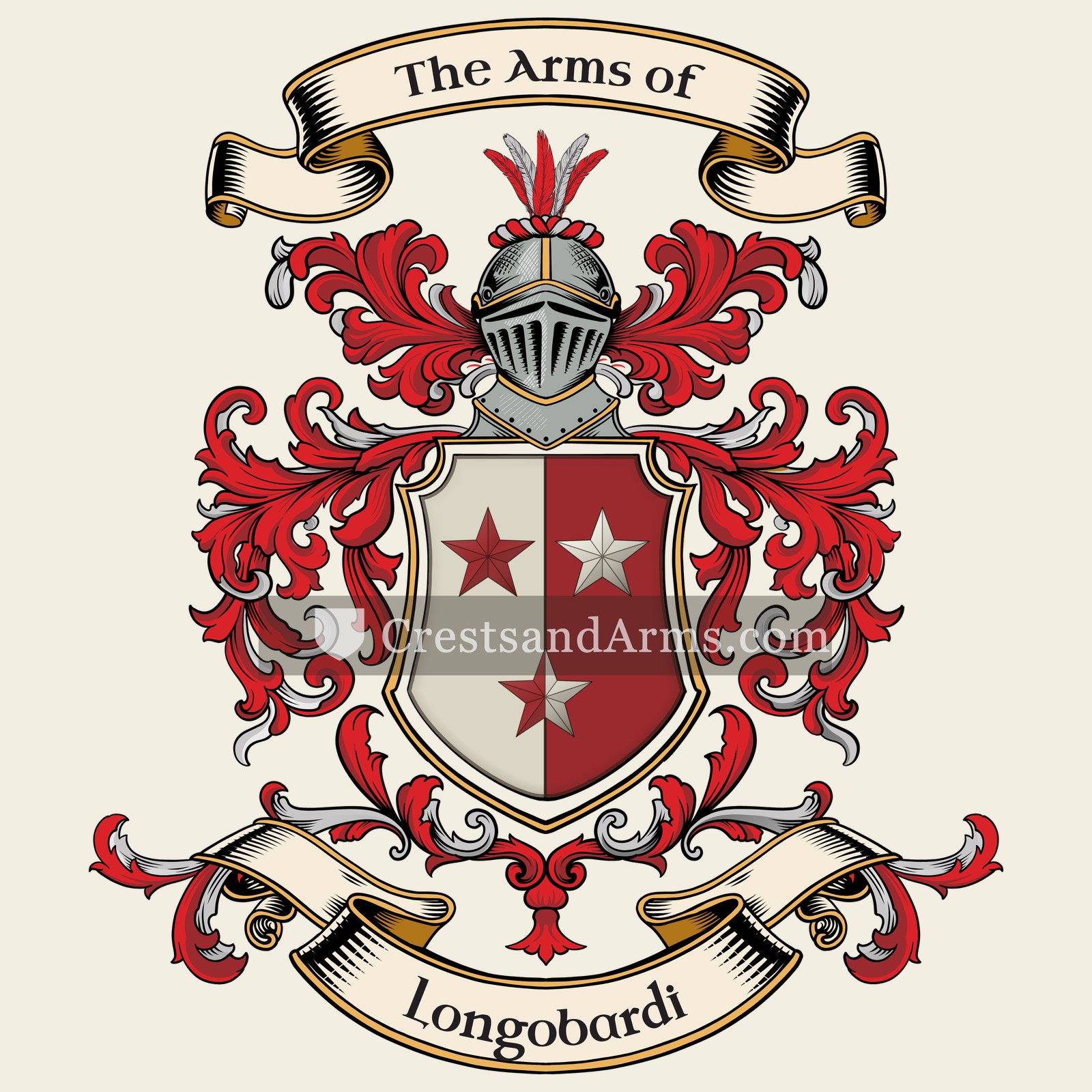 The Longobardi coat of arms, drawn from the recorded blazon