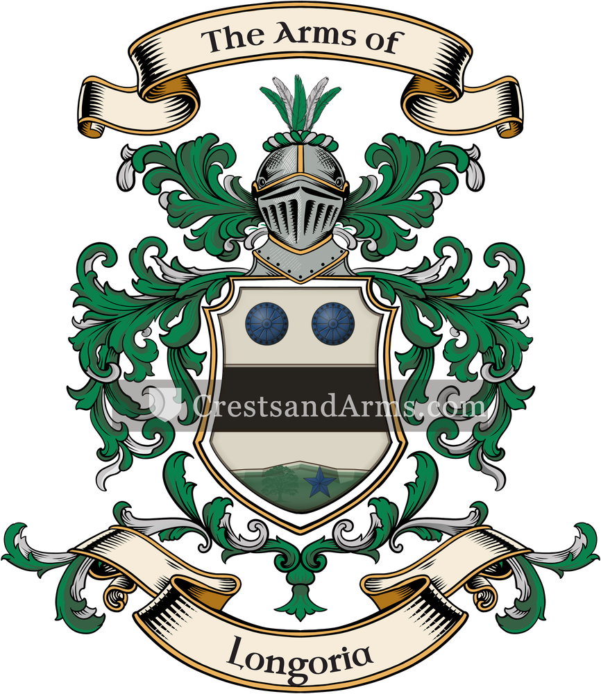 The Longoria coat of arms, drawn from the recorded blazon