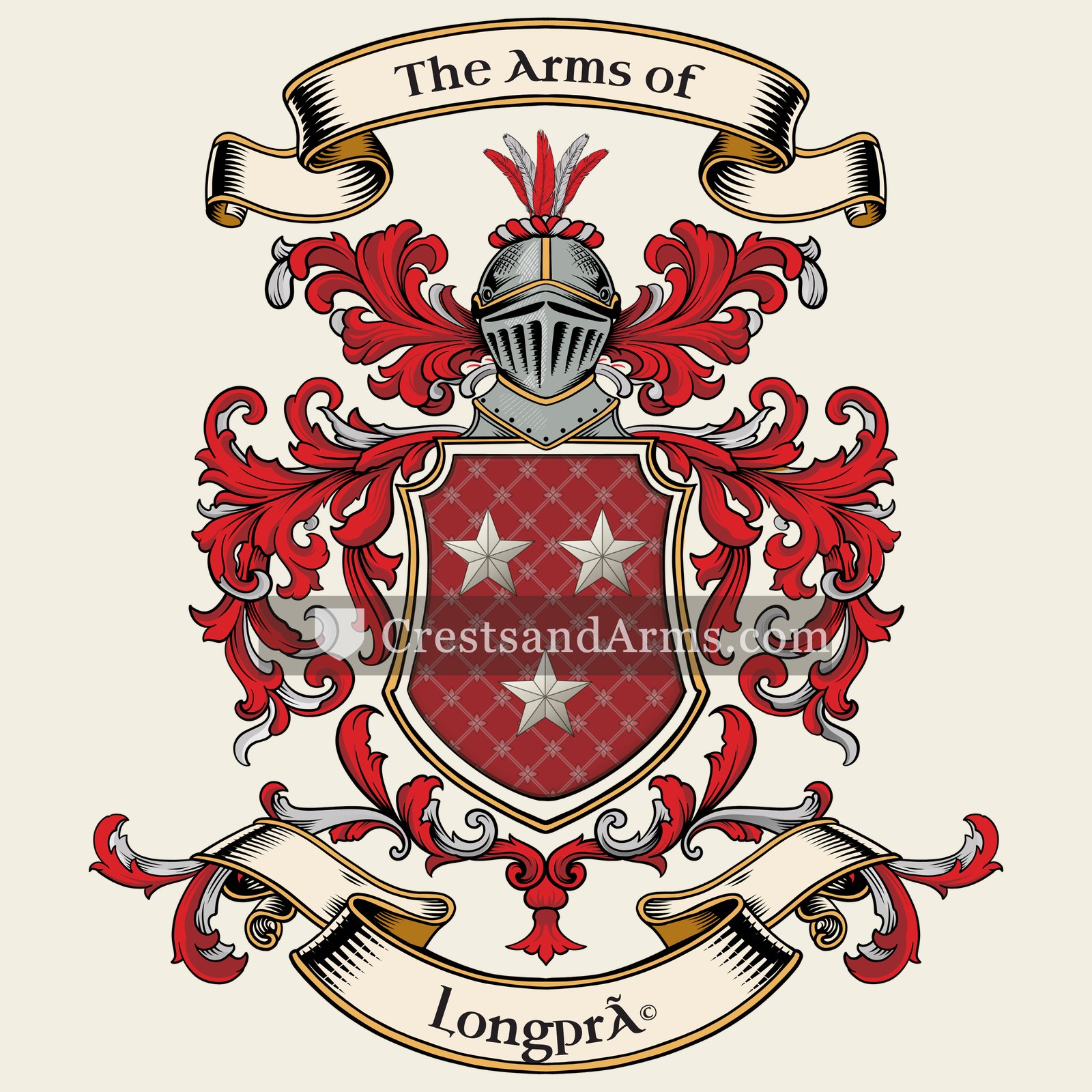 The Longpré coat of arms, drawn from the recorded blazon