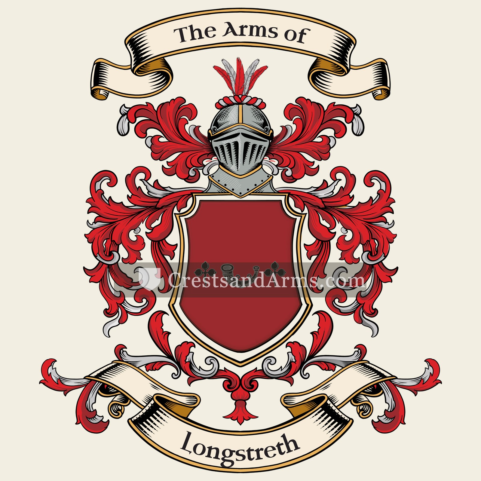 The Longstreth coat of arms, drawn from the recorded blazon
