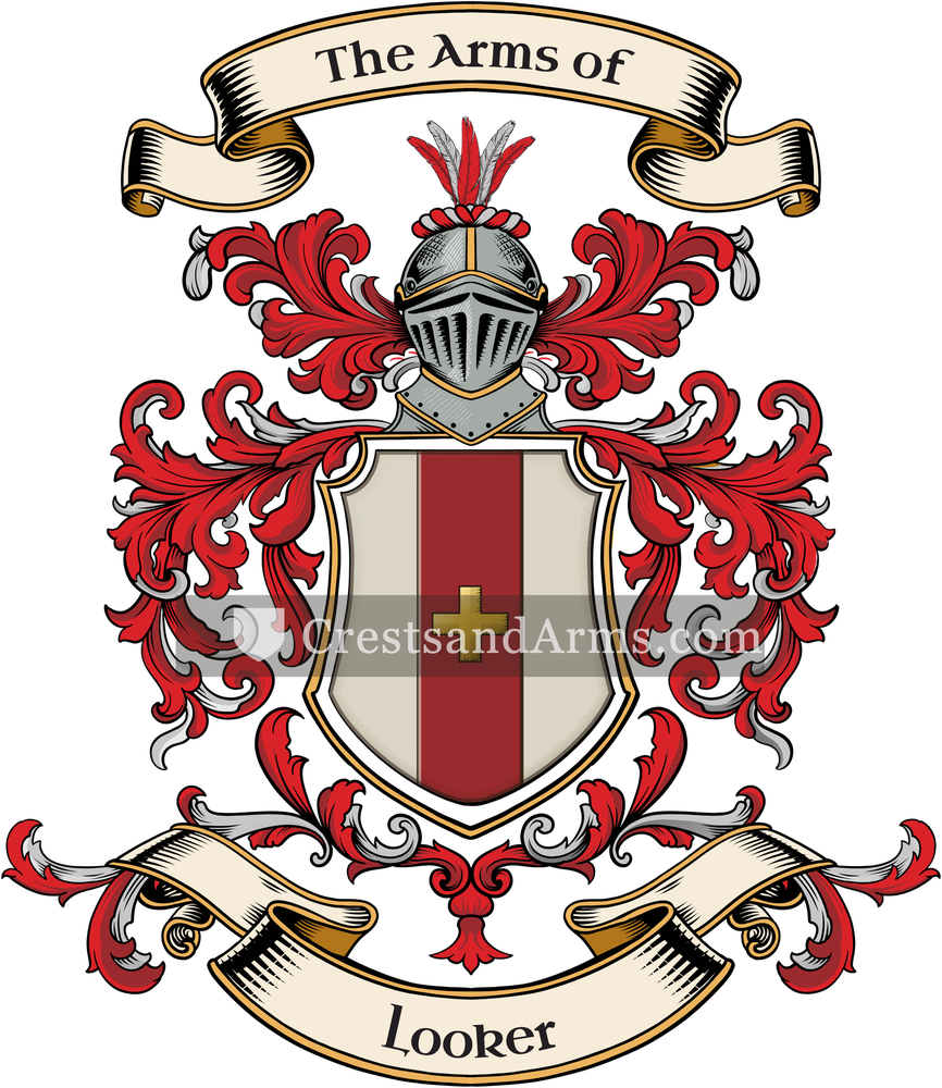 The Looker coat of arms, drawn from the recorded blazon