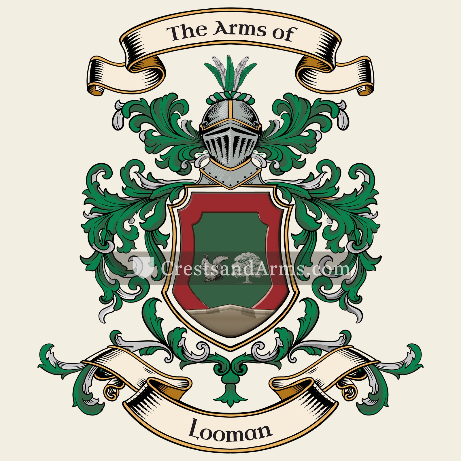 The Looman coat of arms, drawn from the recorded blazon