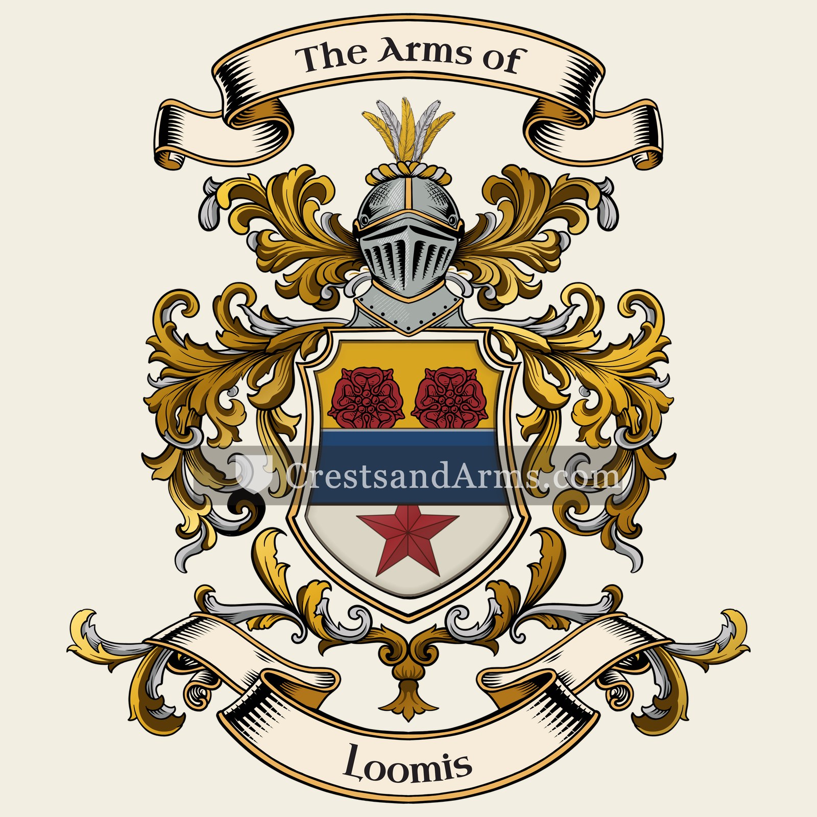 The Loomis coat of arms, drawn from the recorded blazon