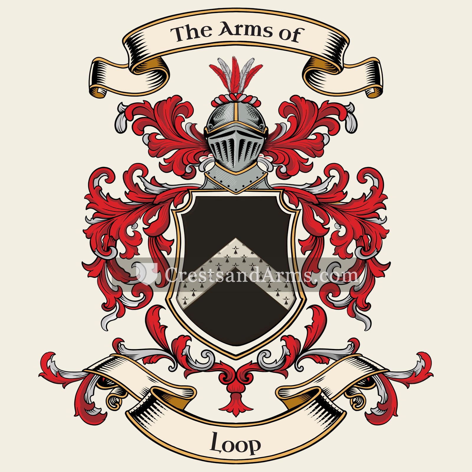 The Loop coat of arms, drawn from the recorded blazon
