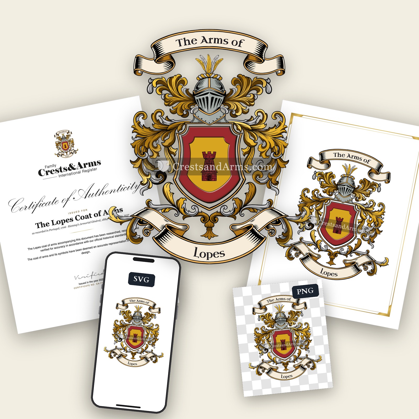 The Lopes arms on the coat of arms — digital pack
