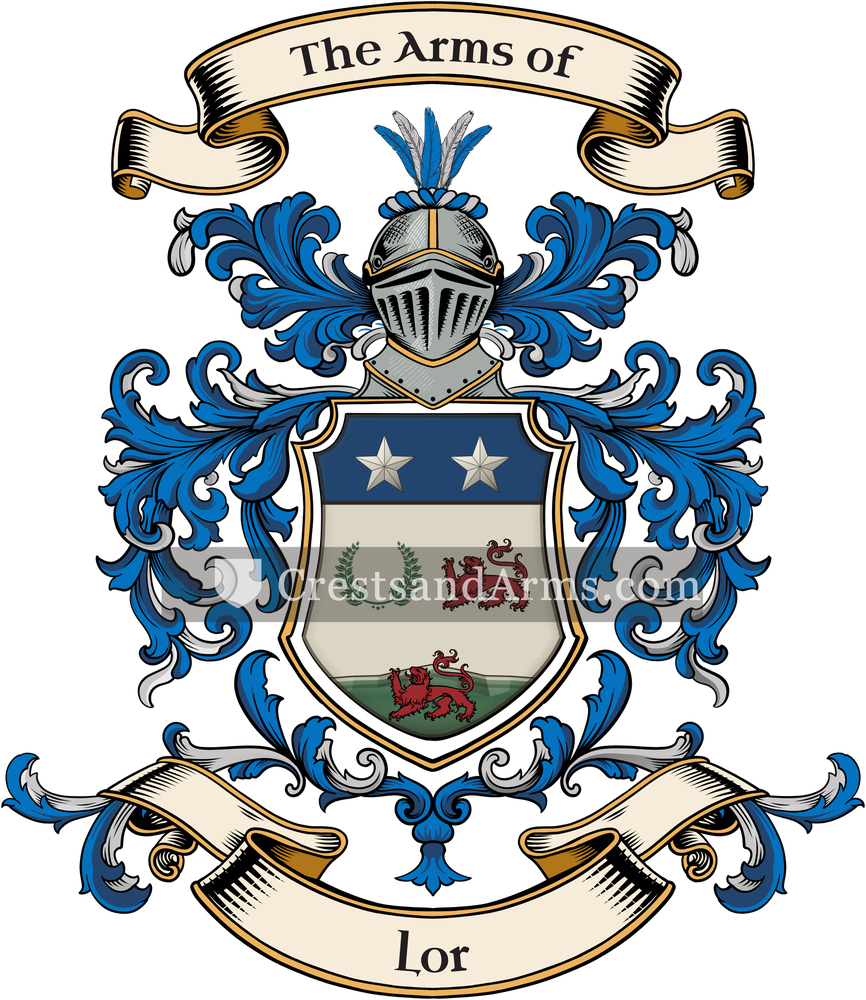 The Lor coat of arms, drawn from the recorded blazon