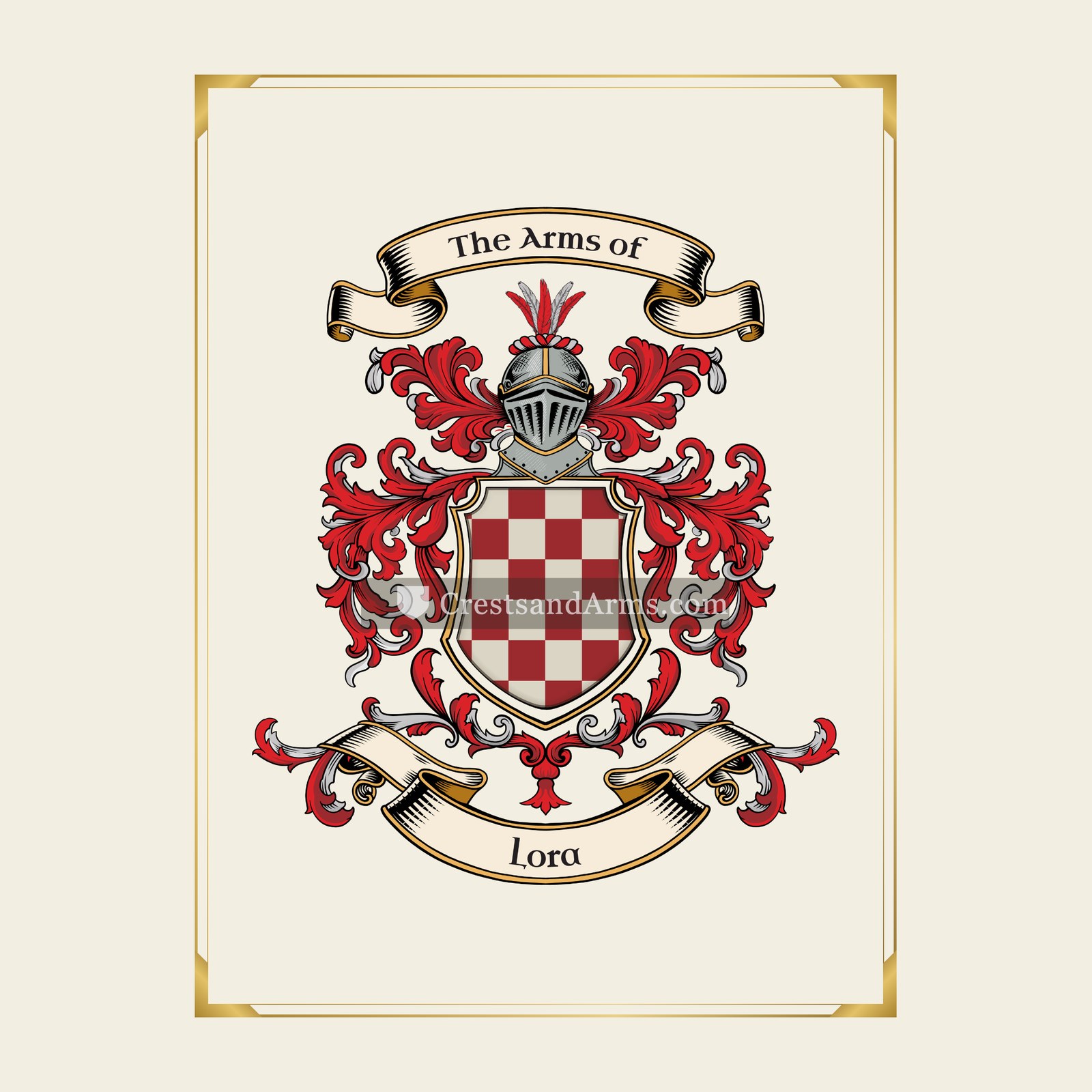 With gold border