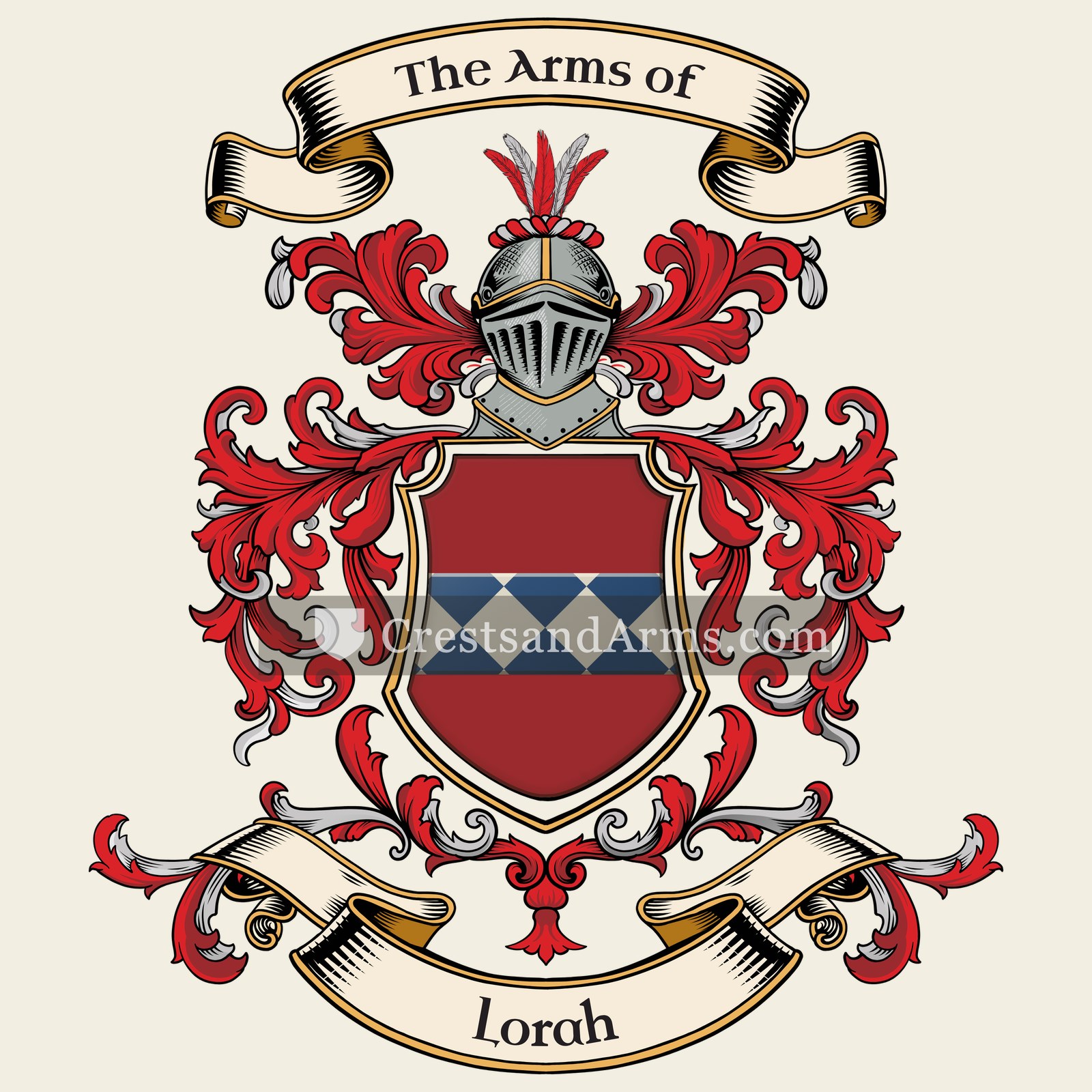 The Lorah coat of arms, drawn from the recorded blazon