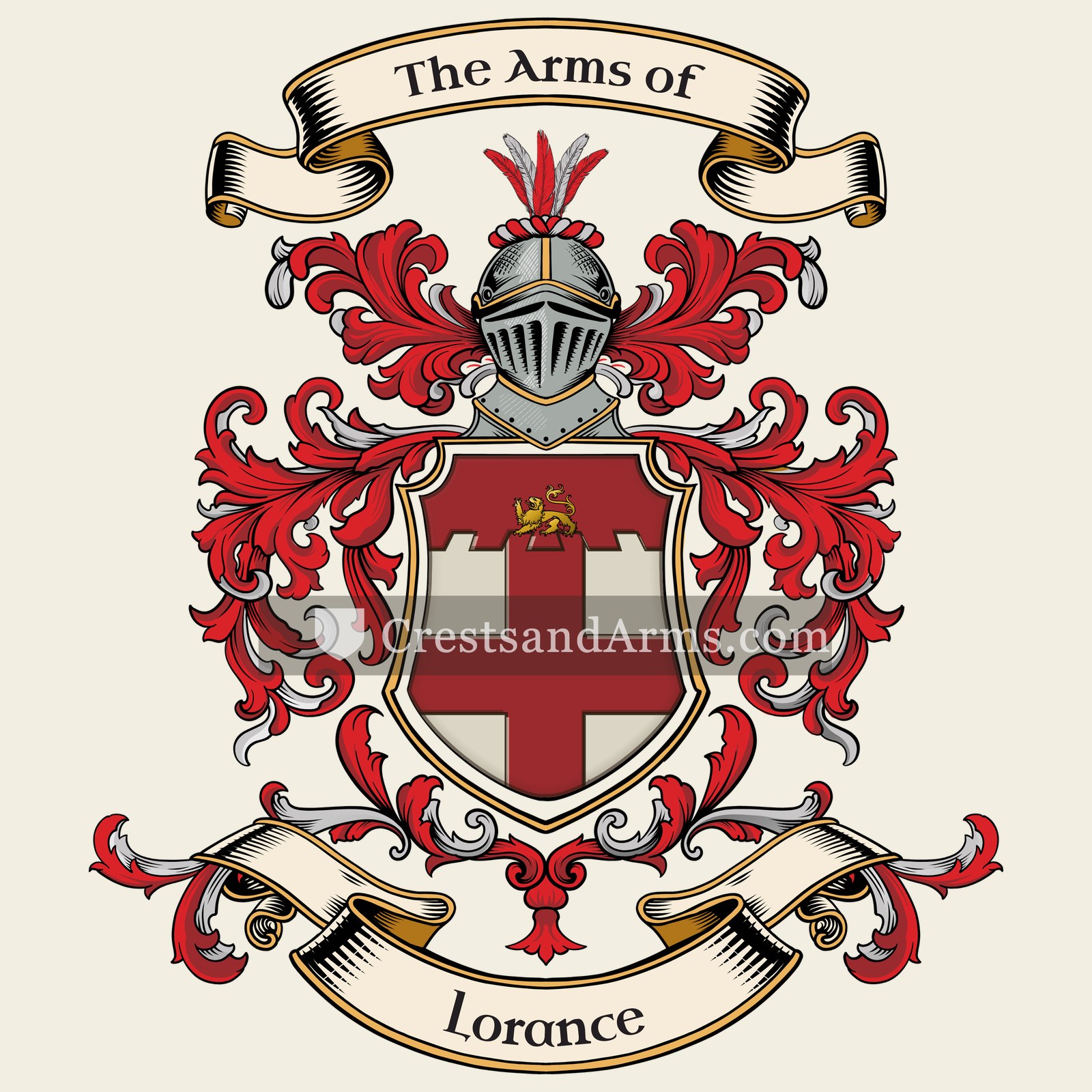 The Lorance coat of arms, drawn from the recorded blazon