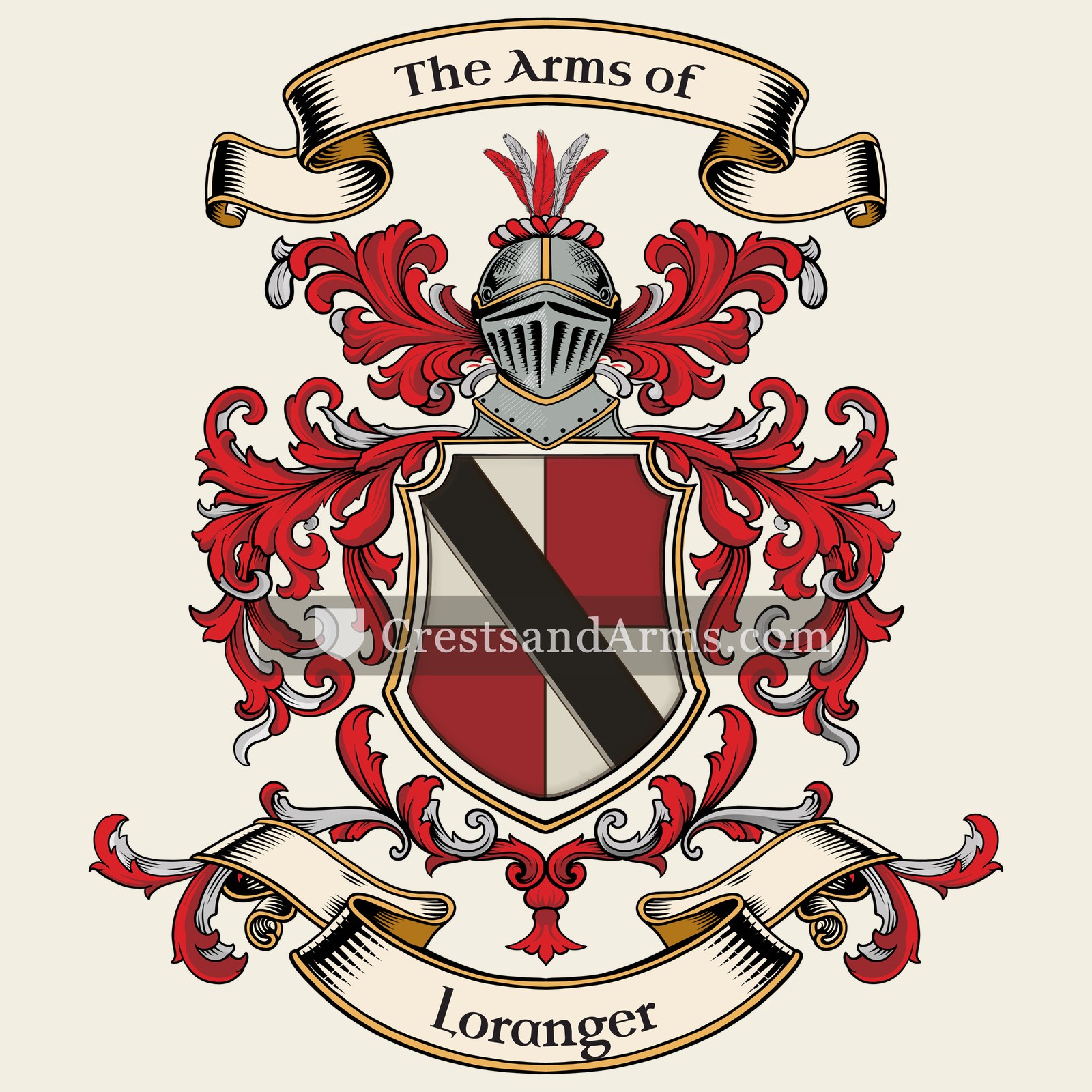 The Loranger coat of arms, drawn from the recorded blazon