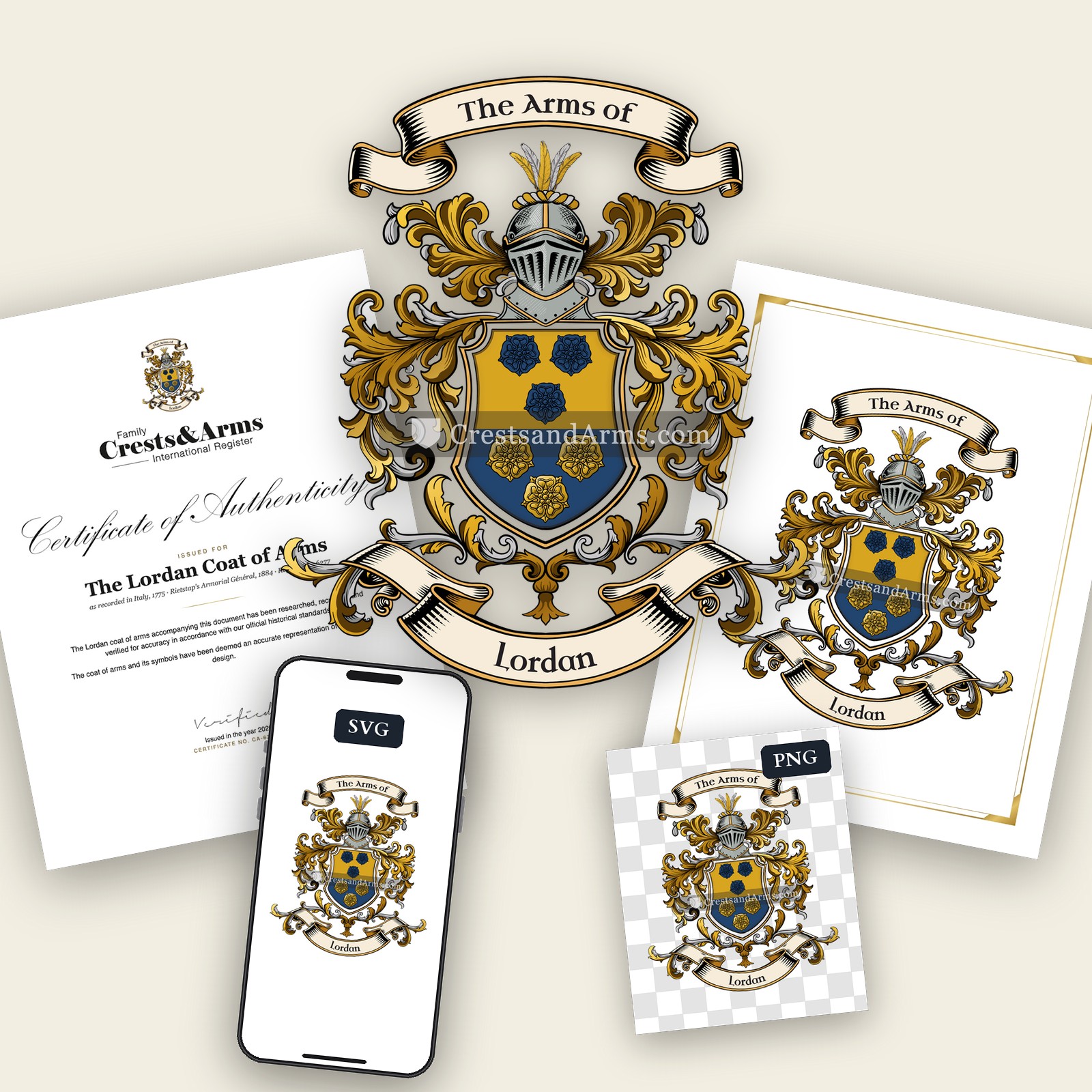 The Lordan arms on the coat of arms — digital pack
