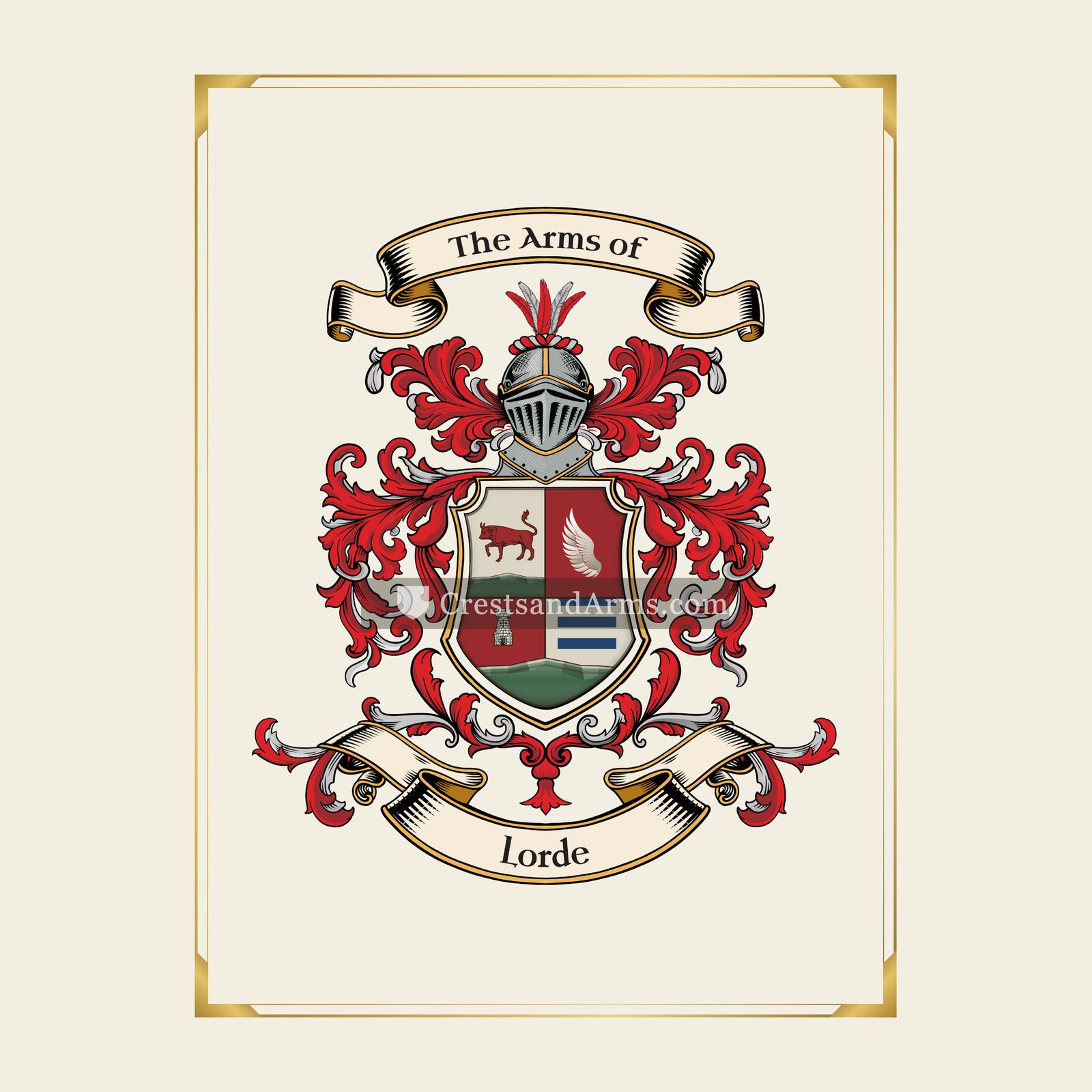 With gold border