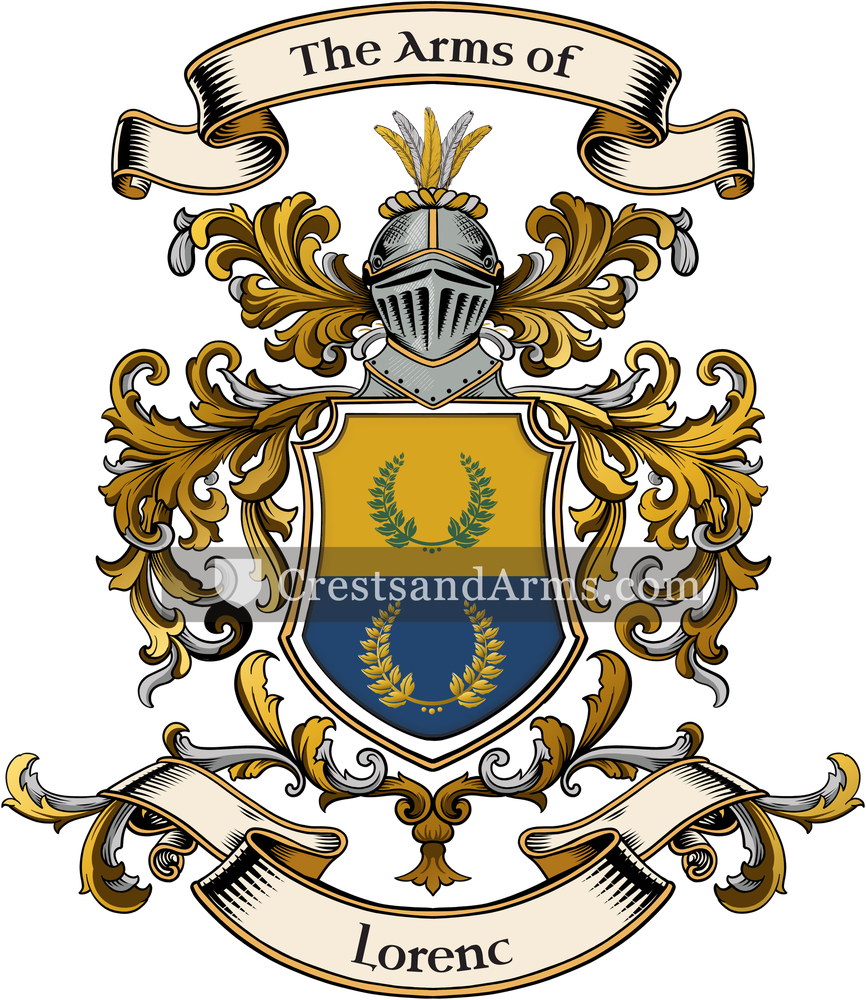 The Lorenc coat of arms, drawn from the recorded blazon